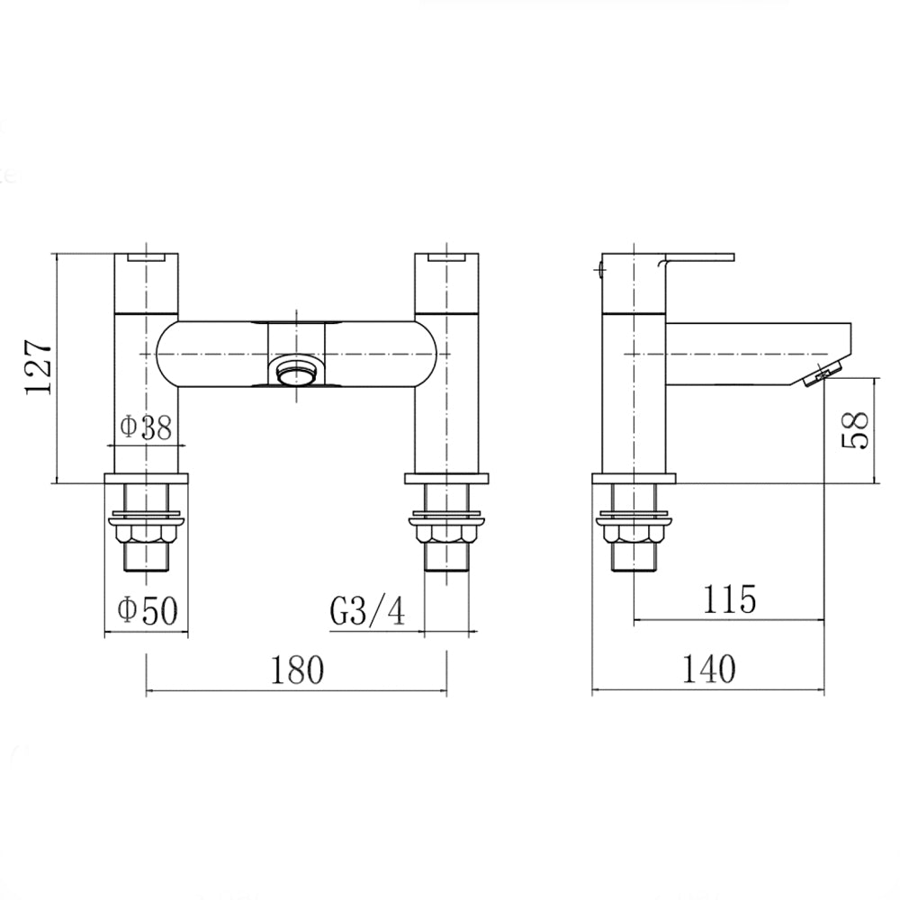 Modern Bathroom Round Deck Mounted Bath Filler Tap - Choice of Colour