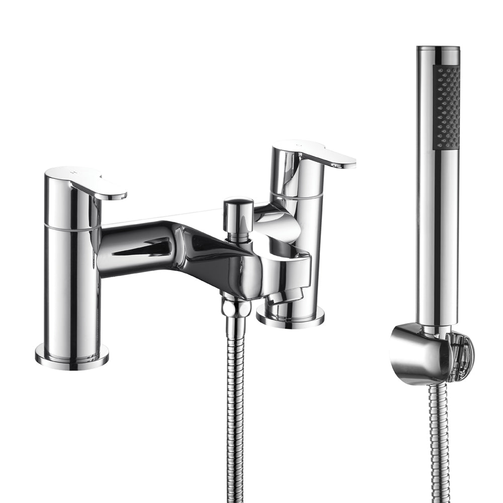 Modern Bathroom Round Deck Mounted Bath Shower Mixer Tap with Kit - Choice of Colour