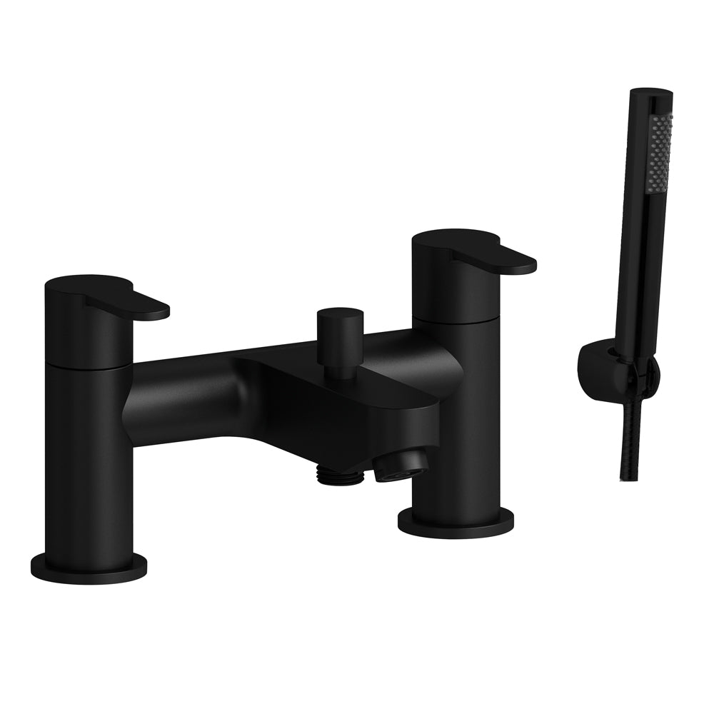 Modern Bathroom Round Deck Mounted Bath Shower Mixer Tap with Kit - Choice of Colour