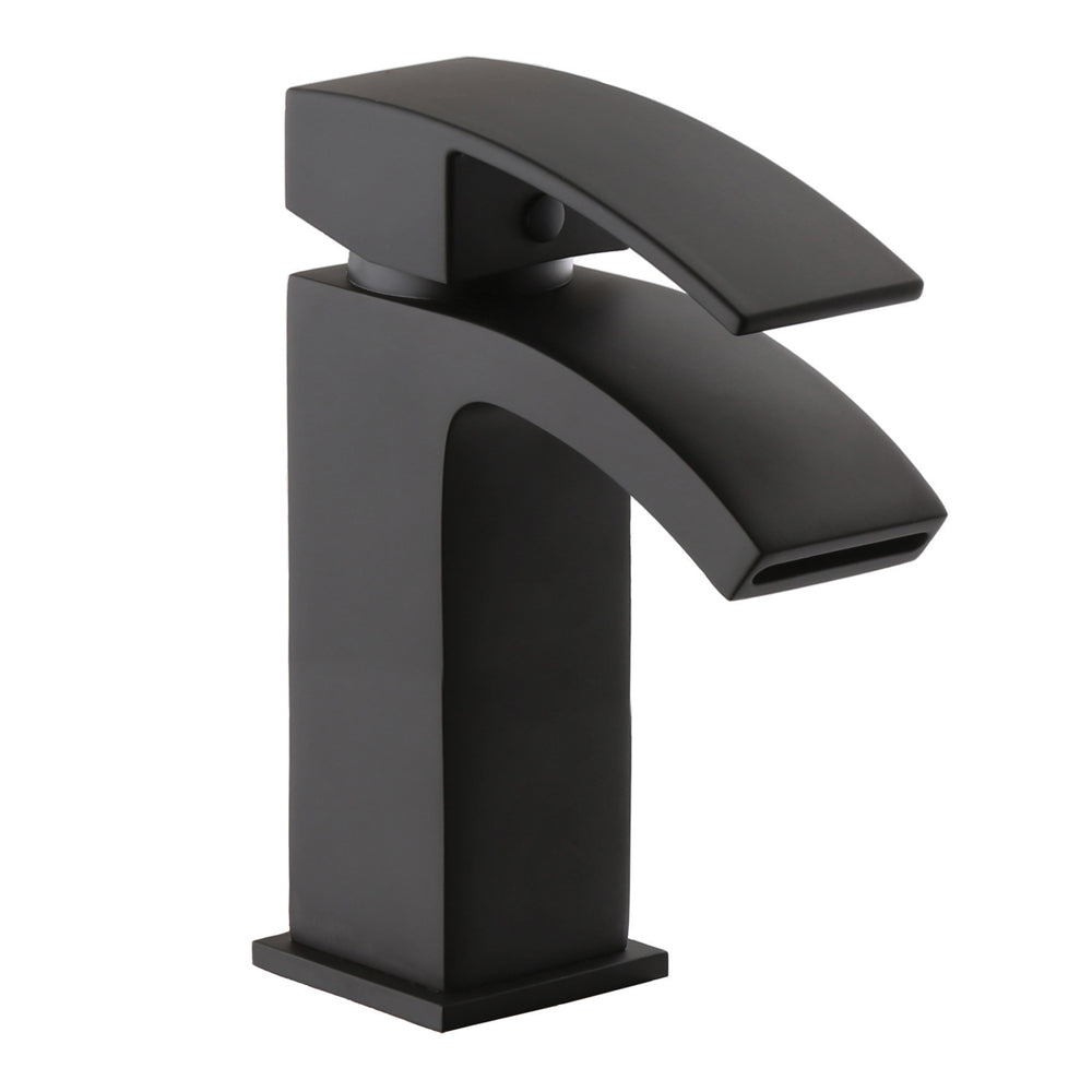 Contemporary Bathroom Curved Spout Basin Mixer Tap with Waste - Choice of Colour