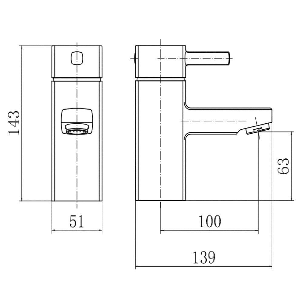 Contemporary Bathroom Square Mono Basin Mixer Tap with Waste - Chrome