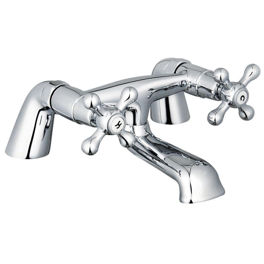 Traditional Bathroom Crosshead Handle Bath Filler Tap - Chrome