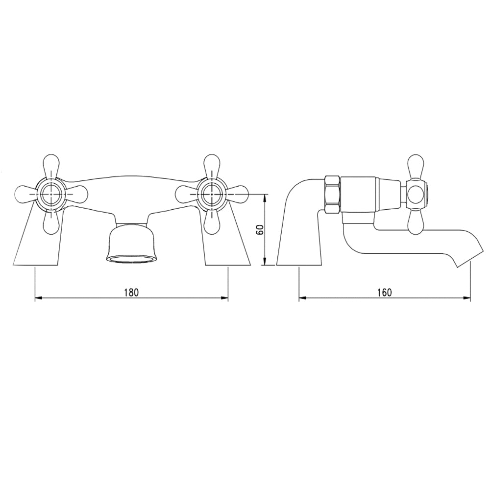 Traditional Bathroom Crosshead Handle Bath Filler Tap - Chrome