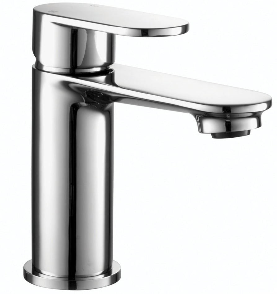 Contemporary Bathroom Round Mono Basin Mixer Tap with Waste - Choice of Colour