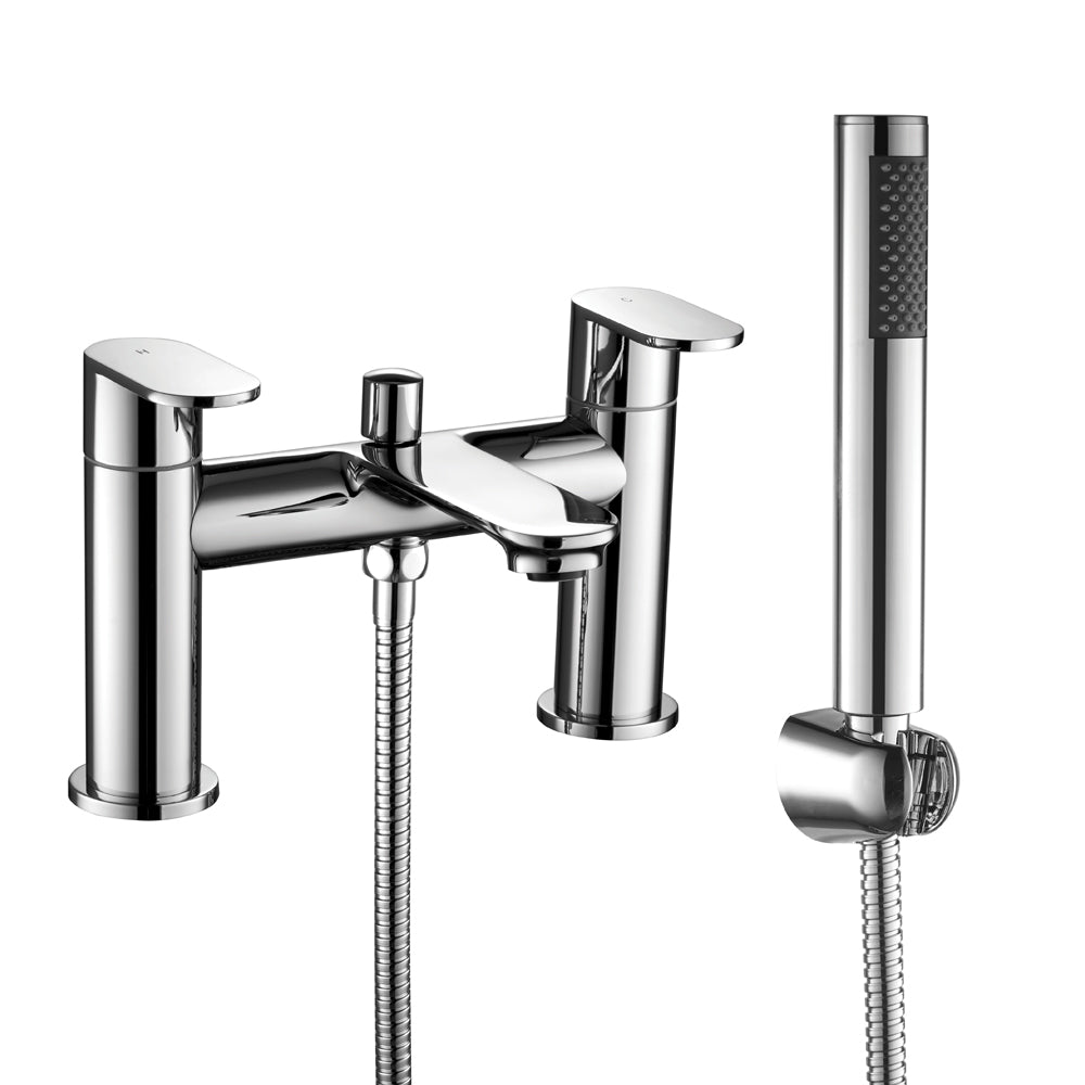 Contemporary Bathroom Deck Mounted Round Bath Shower Mixer Tap