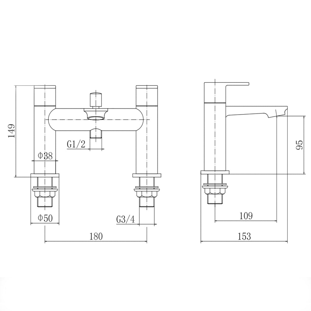 Contemporary Bathroom Deck Mounted Round Bath Shower Mixer Tap