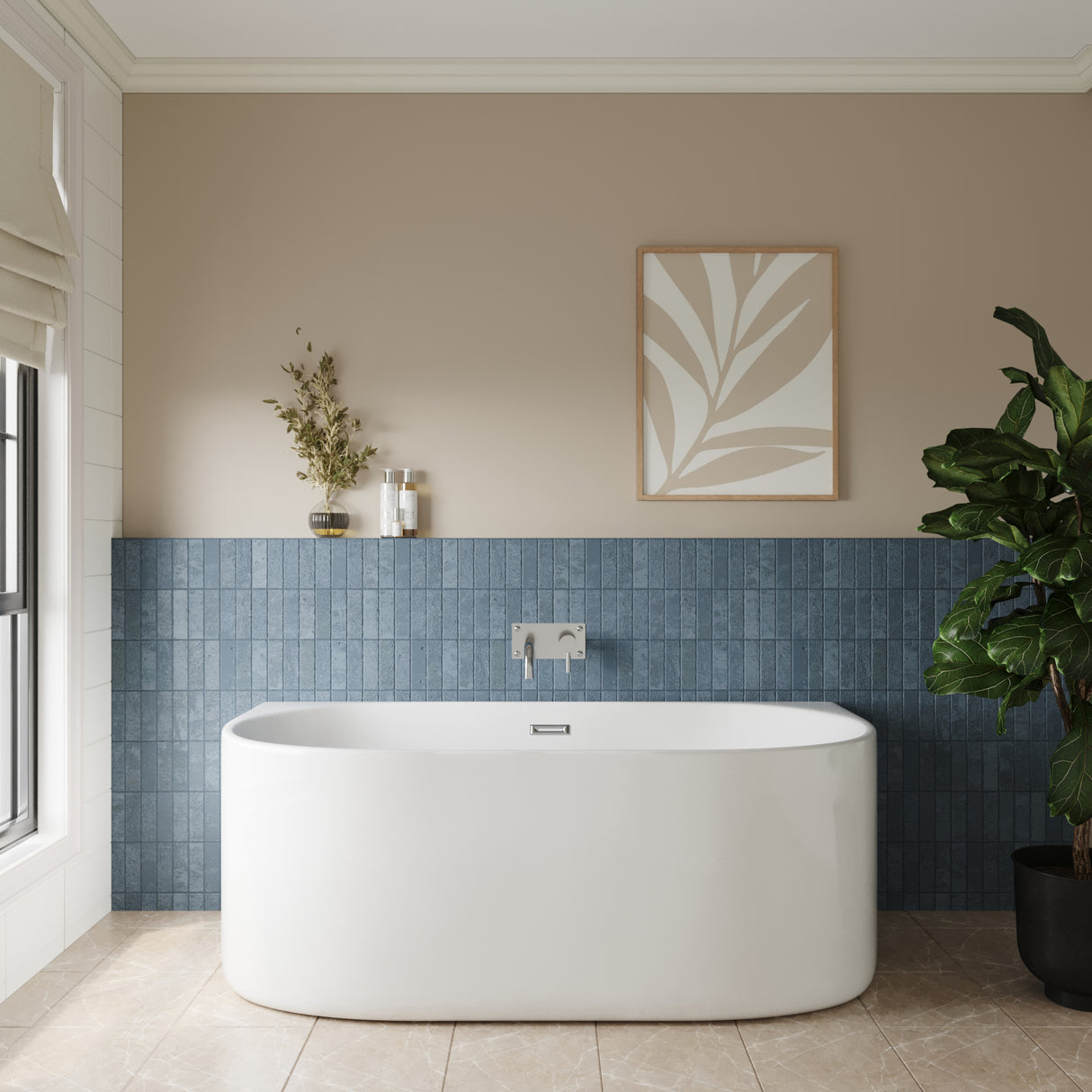 Contemporary Back To Wall Freestanding Bath from Balterley - Modern Design in Multiple Sizes