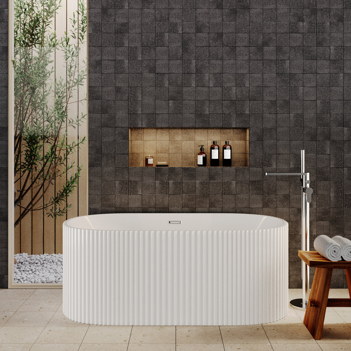 Contemporary Curved Freestanding Bath from Balterley - Modern Ribbed Design in Multiple Sizes