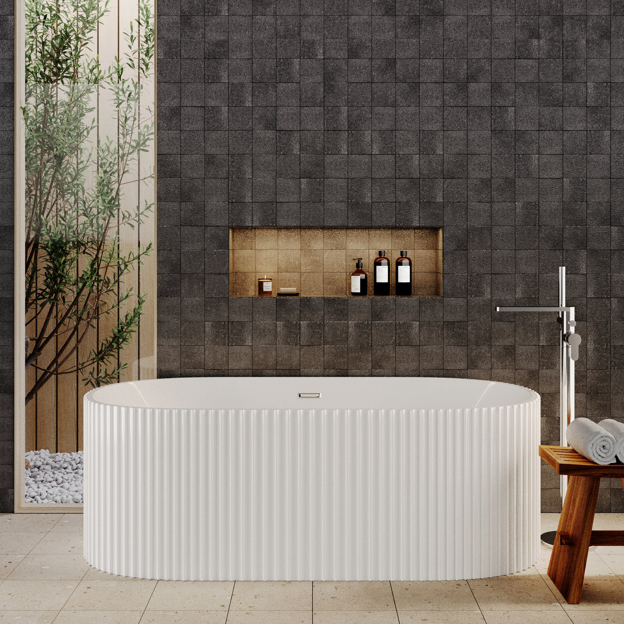 Contemporary Curved Freestanding Bath from Balterley - Modern Ribbed Design in Multiple Sizes