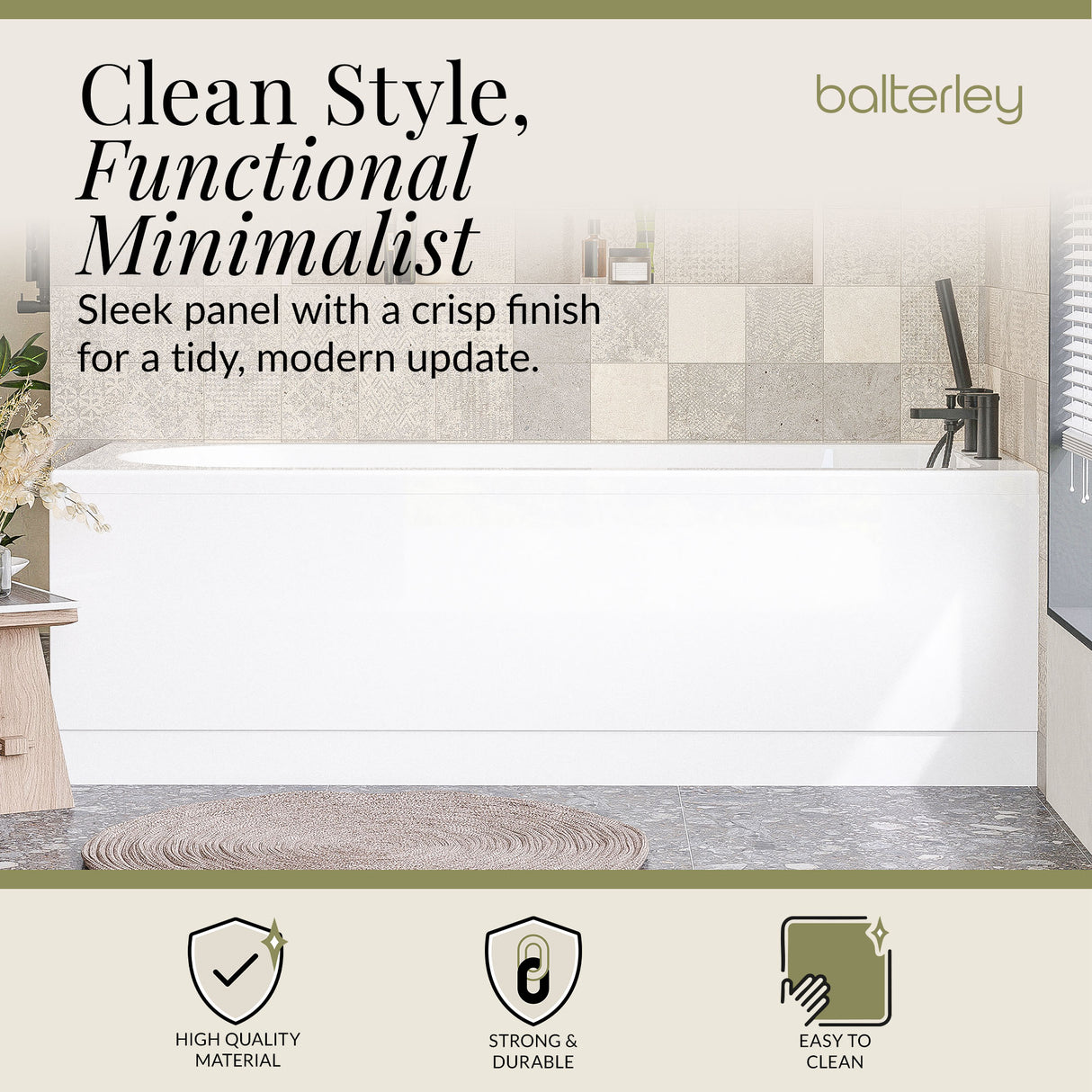 Gloss White MDF Bath Front Panel with Plinth - Choice of Size