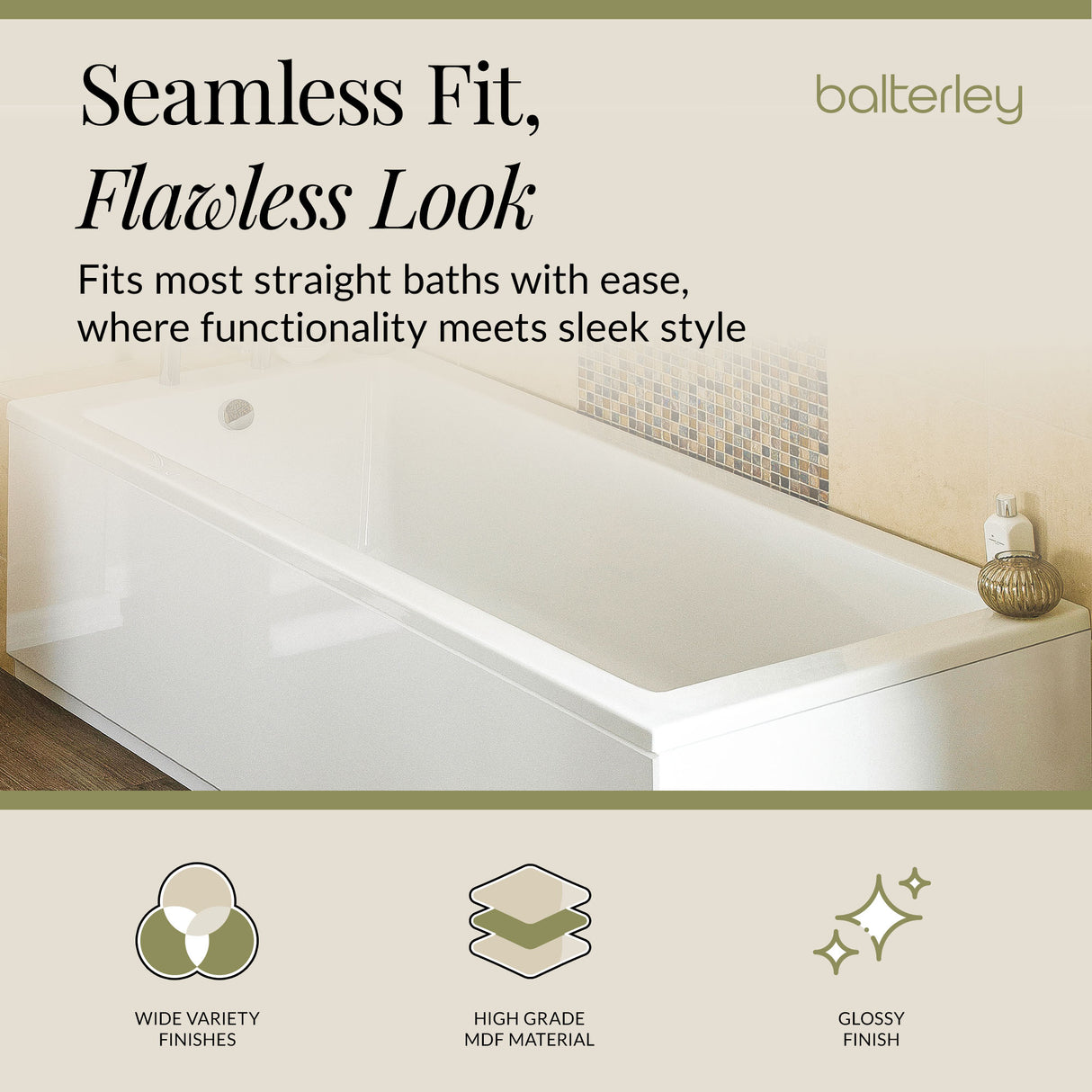 Gloss White MDF Bath Front Panel with Plinth - Choice of Size