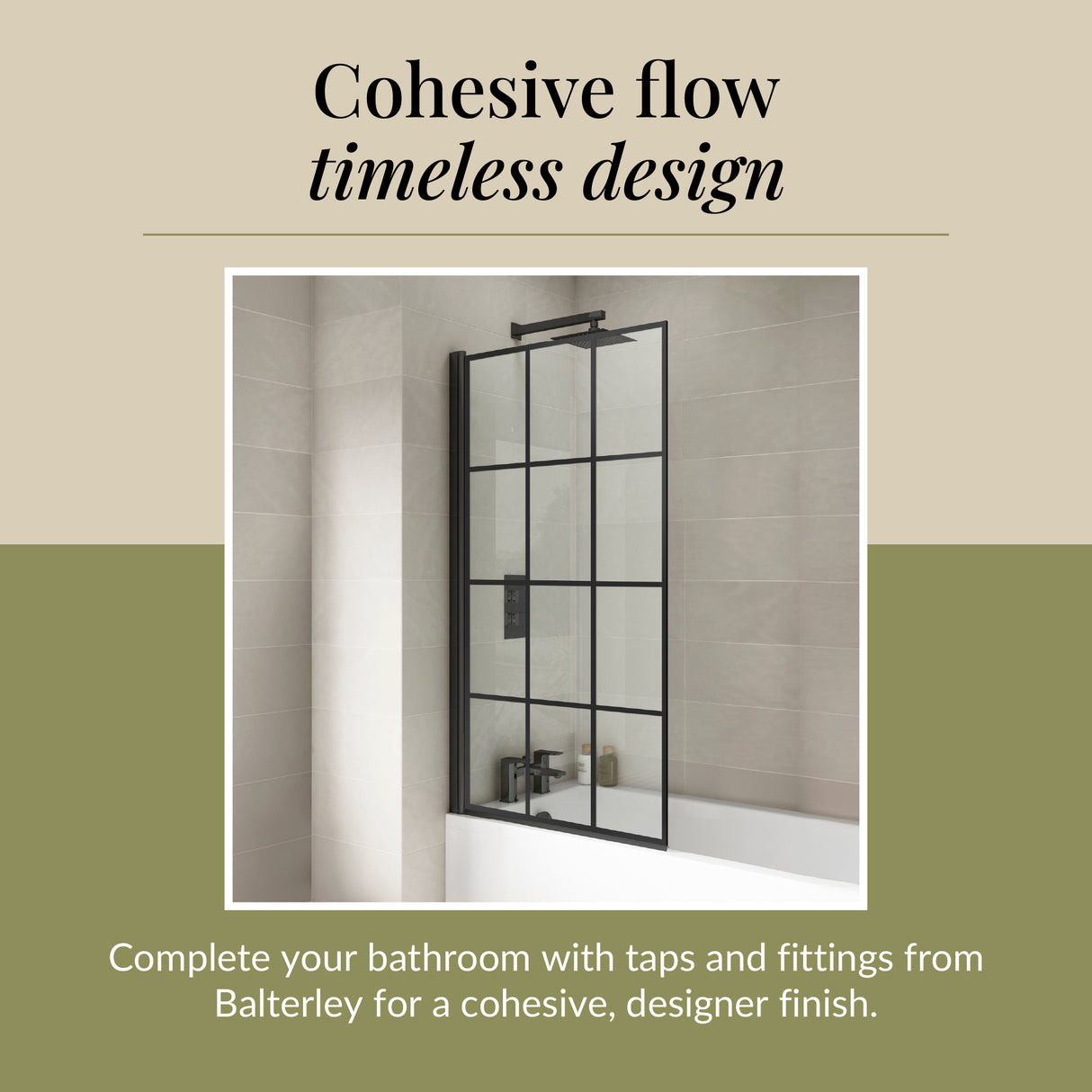 Black Framed Reversible Hinged Shower Bath Screen – 6 mm Toughened Safety Glass, H: 1430 × W: 790 × D: 38 mm