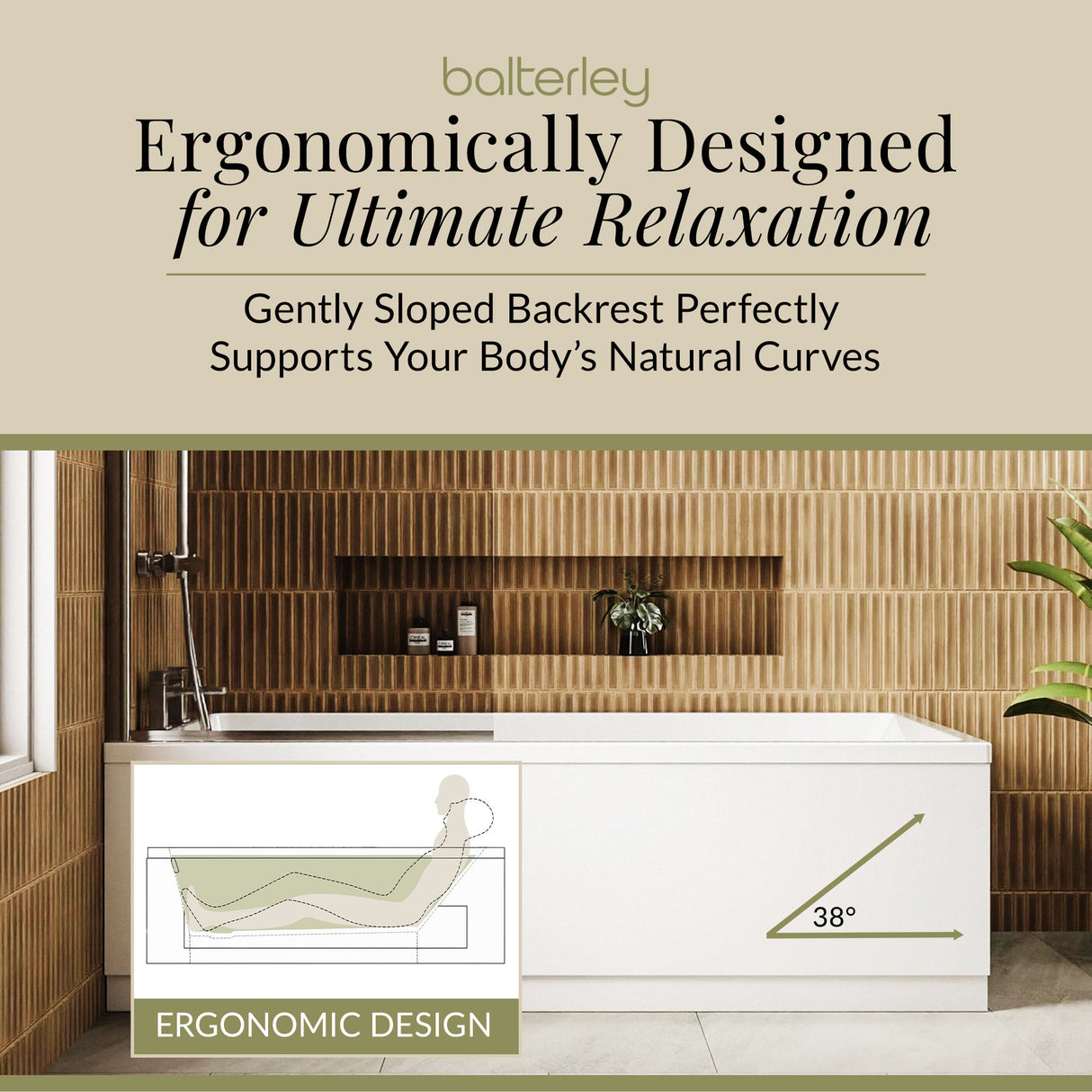 Contemporary Square Single Ended Bath Tub & Leg Set - Multiple Sizes