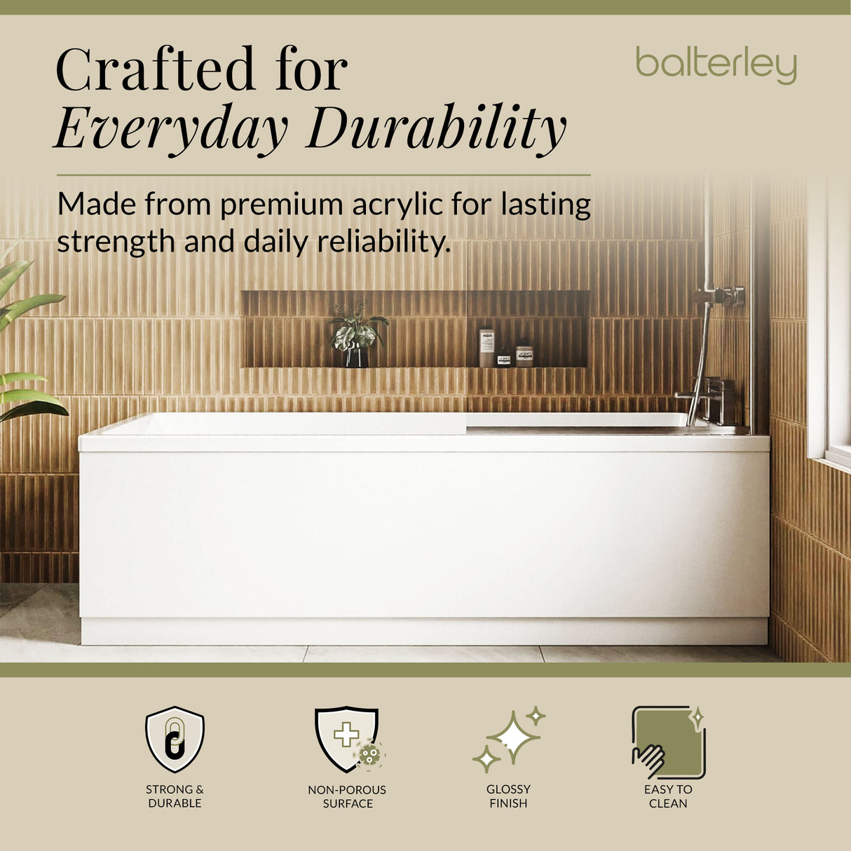 Contemporary Square Single Ended Bath Tub & Leg Set - Multiple Sizes