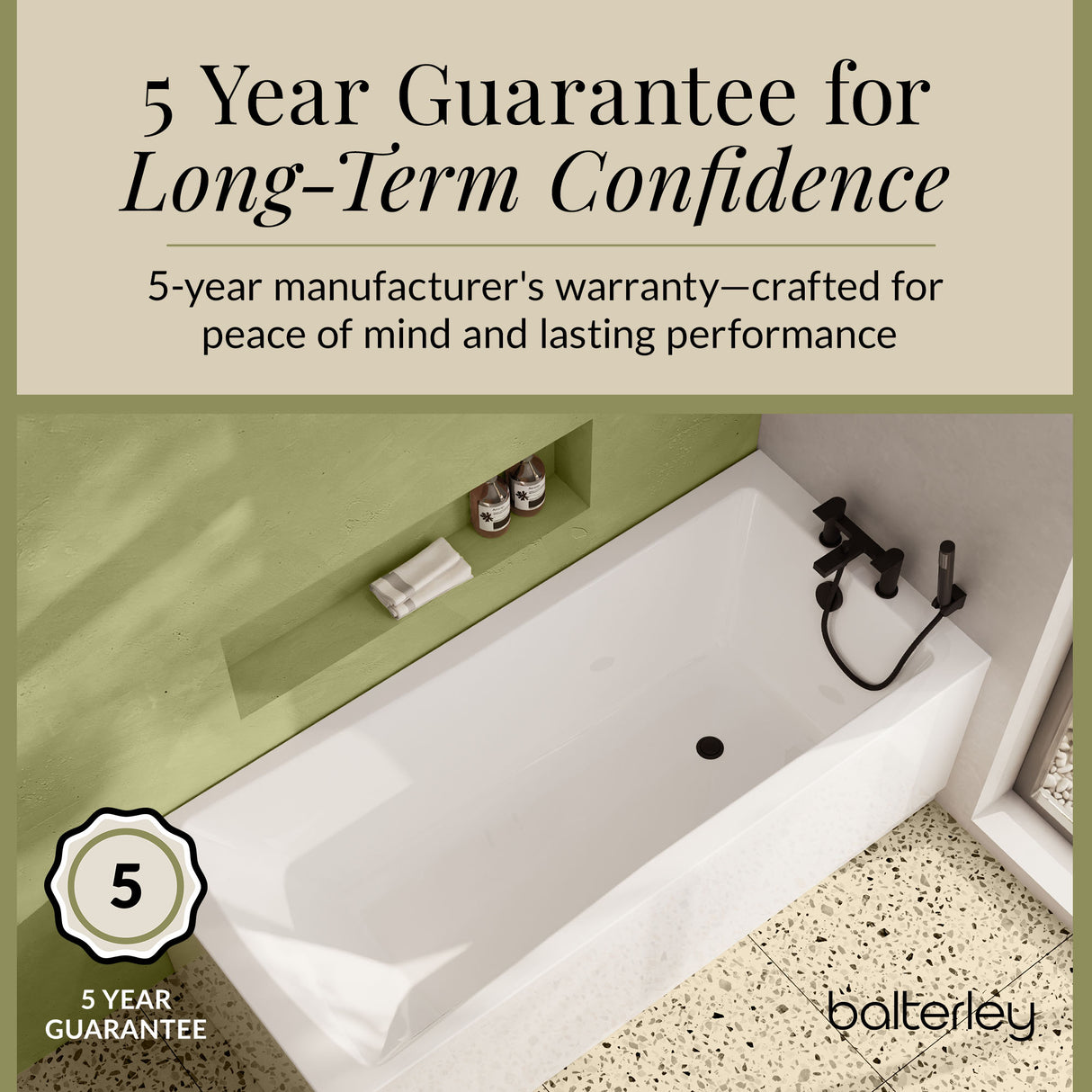 Contemporary Square Single Ended Bath Tub & Leg Set - Multiple Sizes