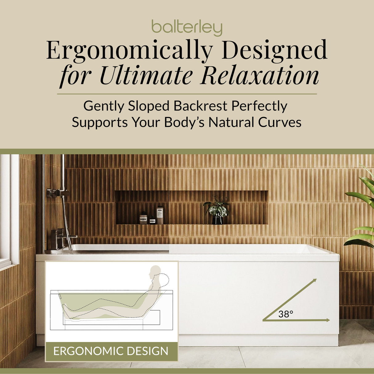 Contemporary Square Single Ended Bath Tub & Leg Set - Multiple Sizes