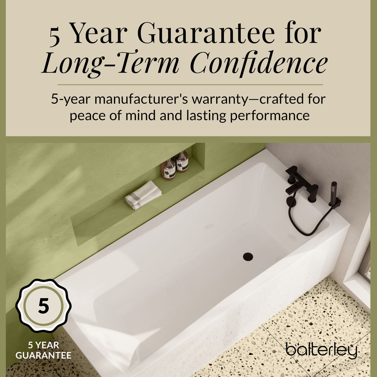 Contemporary Square Single Ended Bath Tub & Leg Set - Multiple Sizes