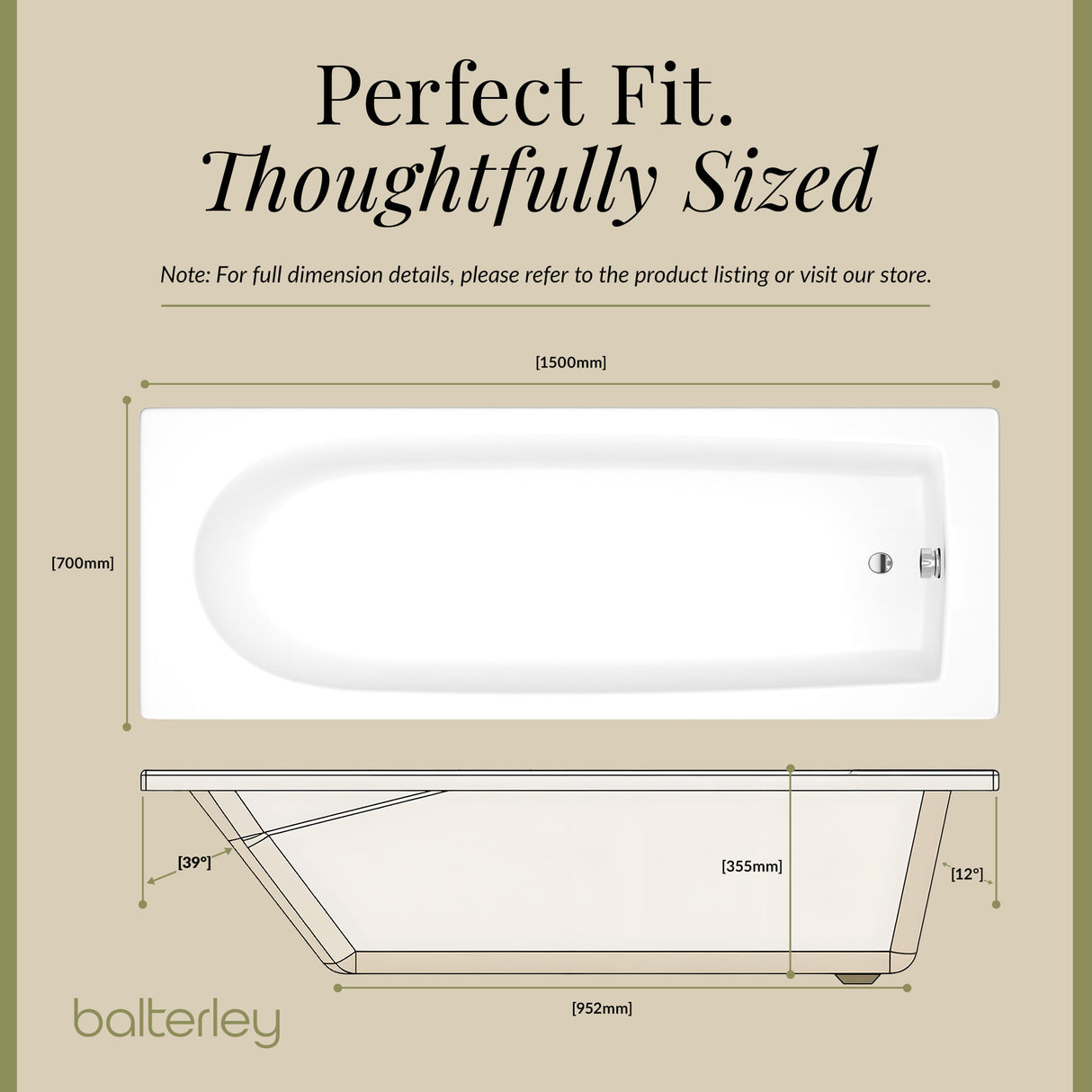 Round Single Ended Bath & Leg Set- Multiple Sizes Available