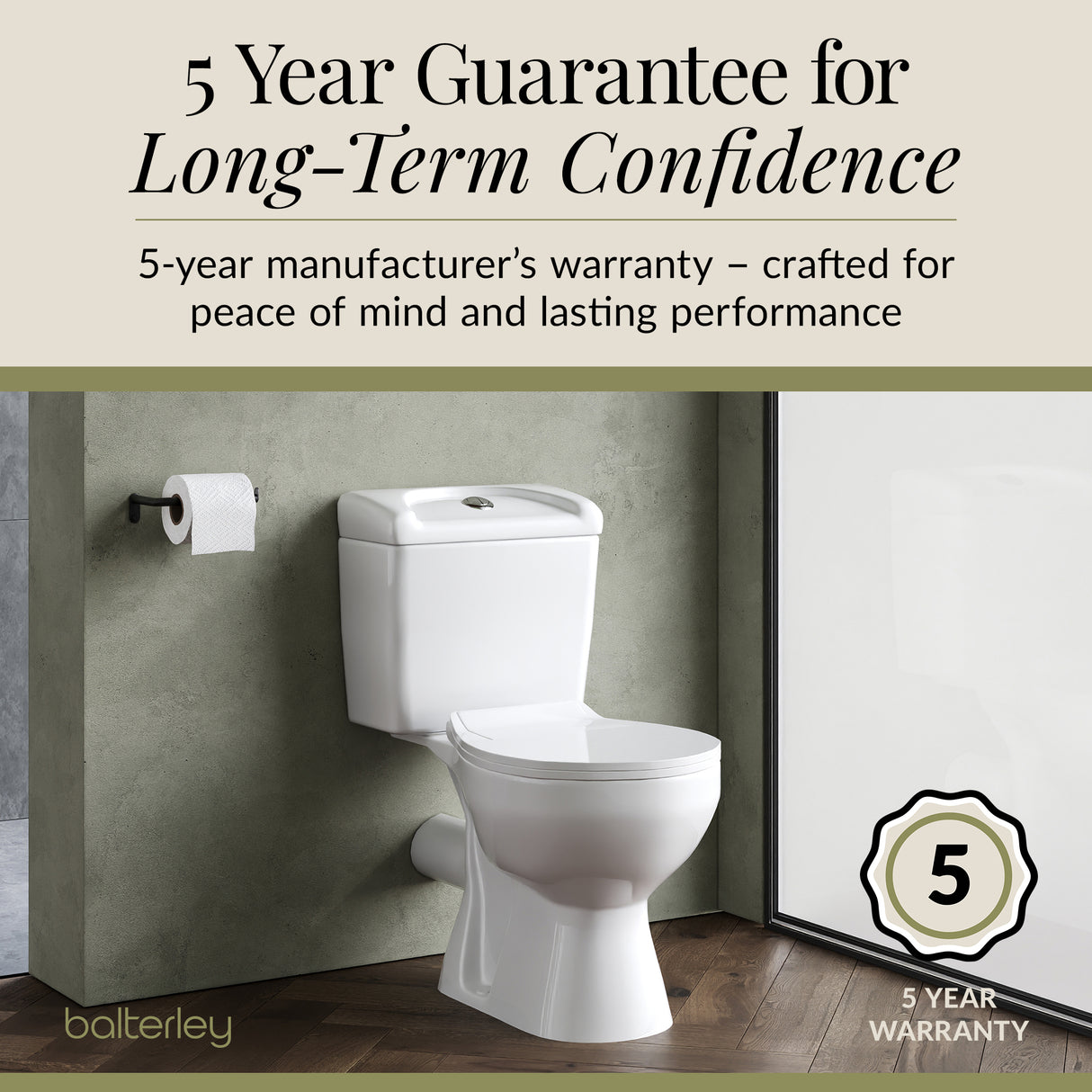 Compact Close-Coupled Toilet & Cistern with Standard Seat – White Ceramic, 748 x 382mm