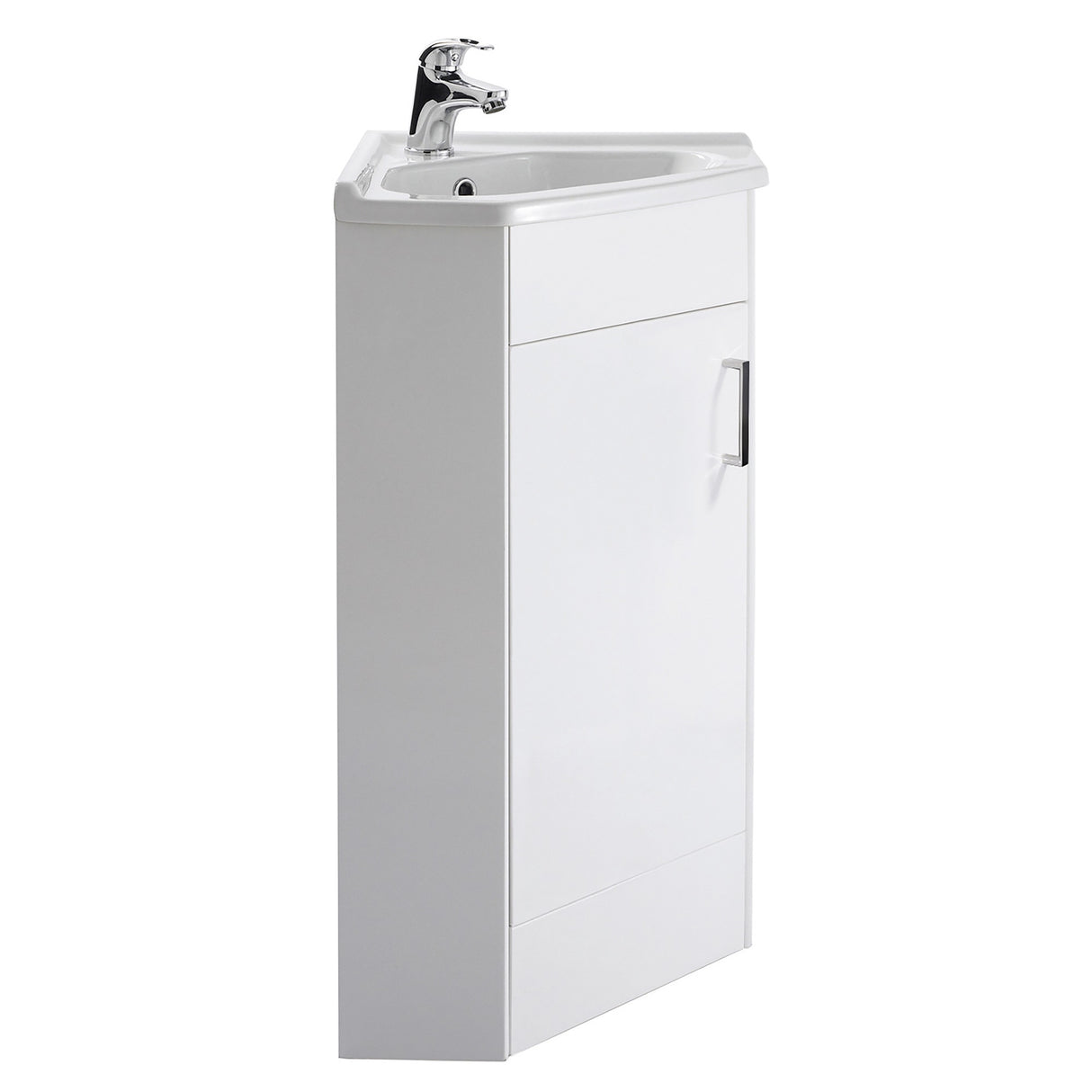 Gloss White Corner Bathroom Cloakroom Vanity Basin Unit - 1 or 2 Door Option