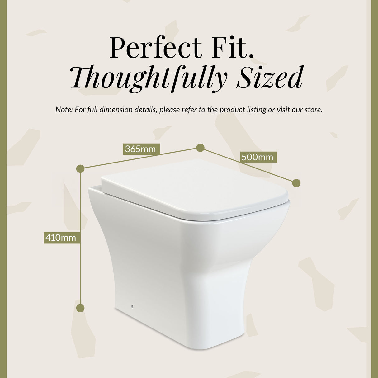 Square Back to Wall Toilet Pan & Soft Close Seat - Modern White Ceramic Bathroom Toilet