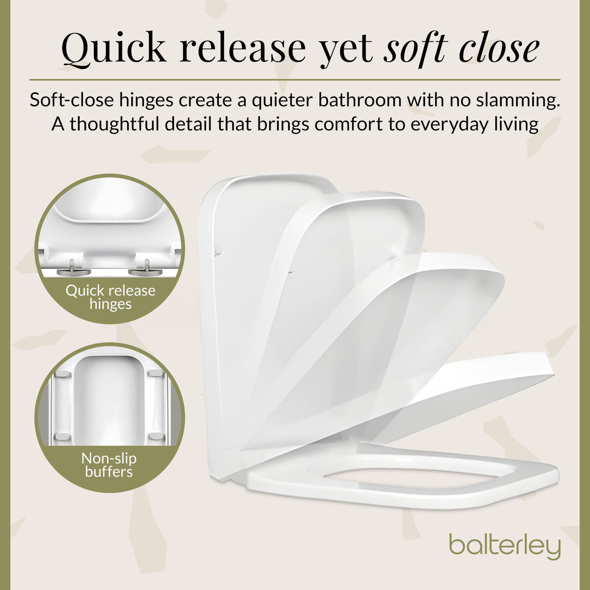 Square Back to Wall Toilet Pan & Soft Close Seat - Modern White Ceramic Bathroom Toilet