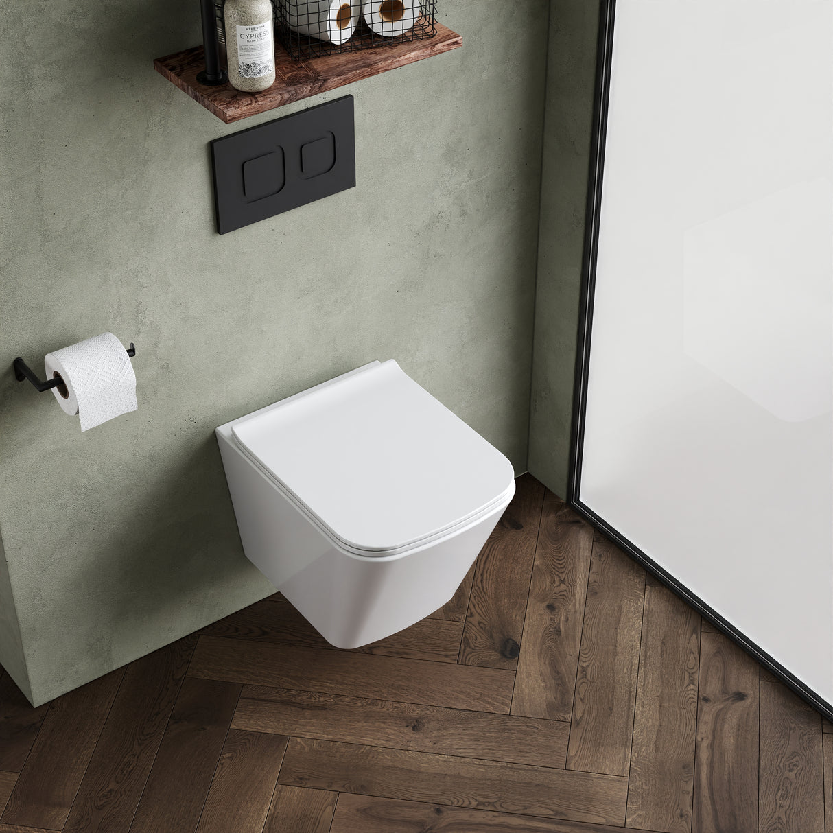 Elegant Wall Hung Toilet Pan with Soft Close Seat – White, 480mm Projection