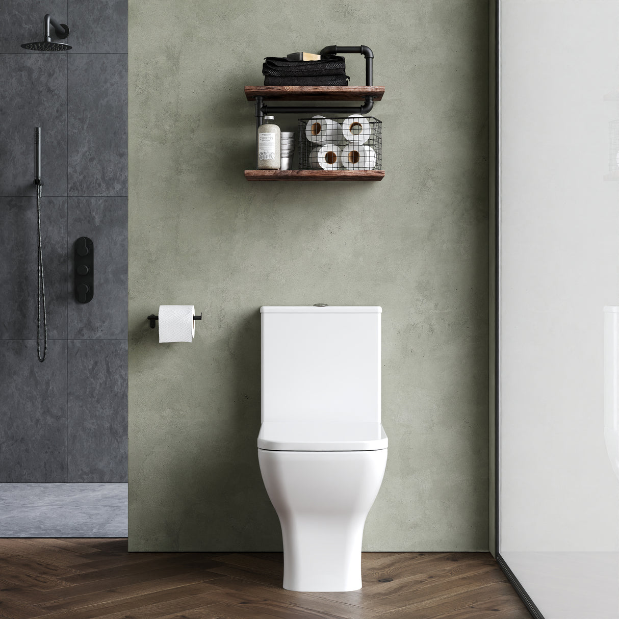 Rimless Flush-to-Wall Close Coupled Toilet with Soft-Close Seat – White