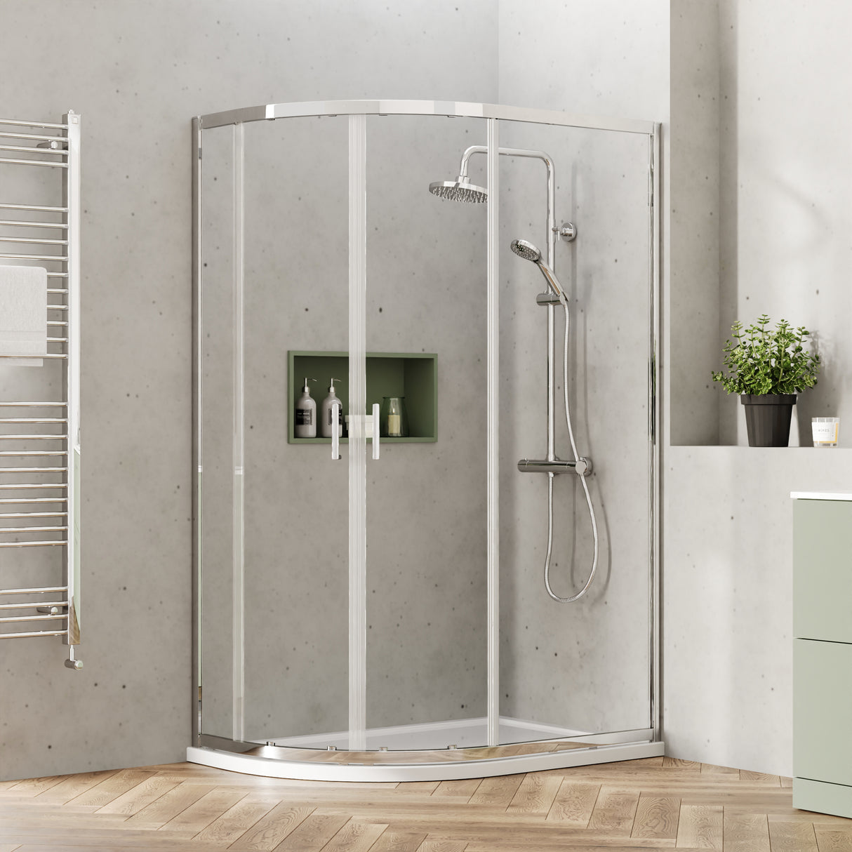 Round Thermostatic Shower Kit with Fixed Head & Adjustable Handset - Multiple Colours Available