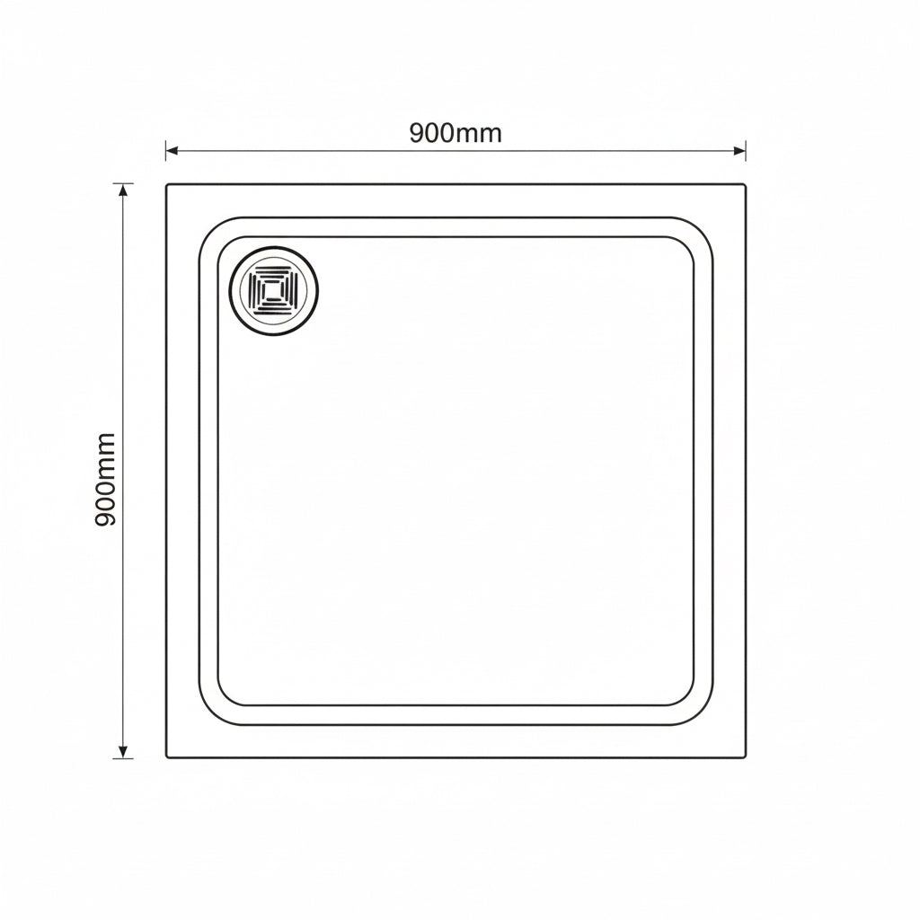 Black Square Slate Effect Shower Tray - Choice of Size