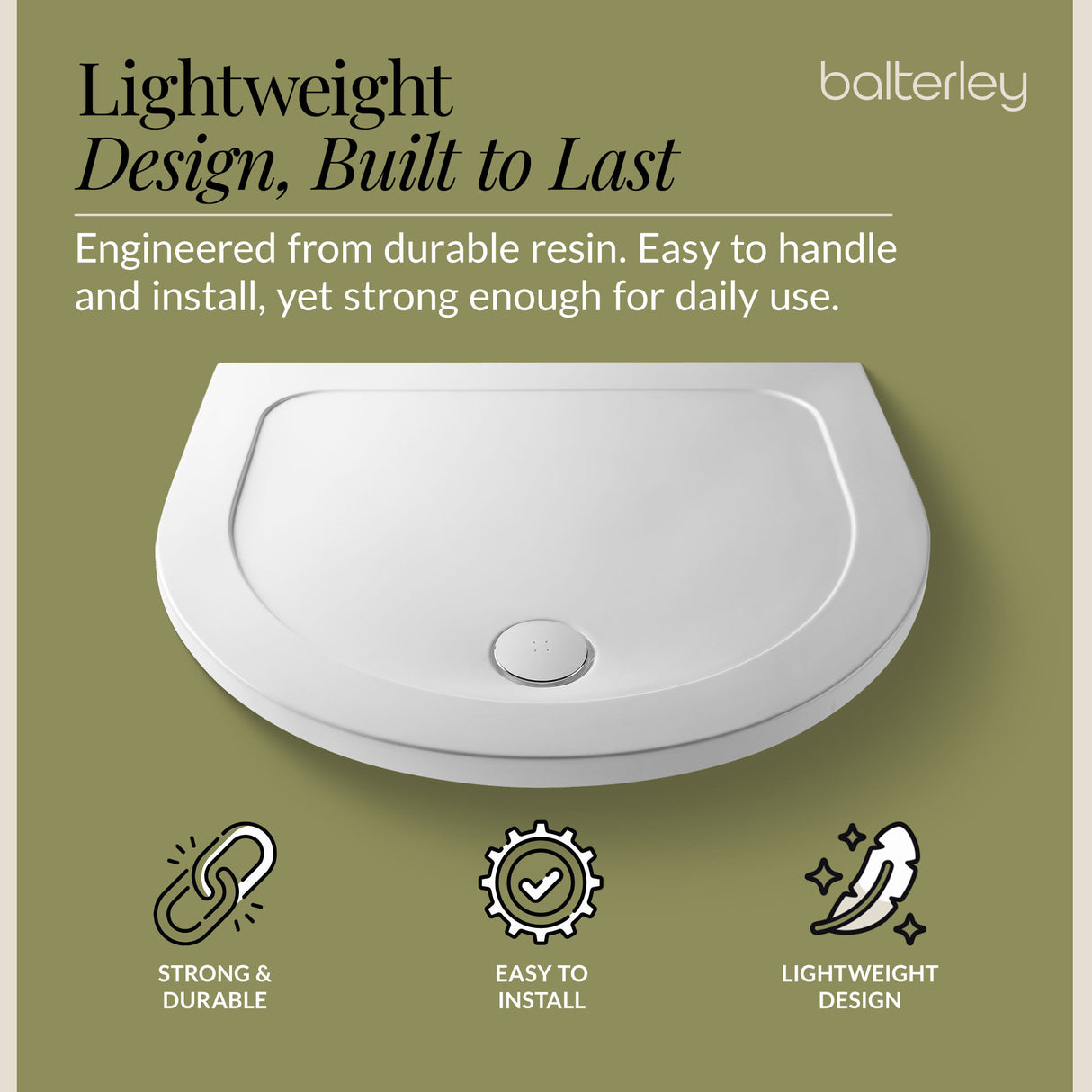 D Shape Shower Tray - 1050mm - Available in White and Slate Grey