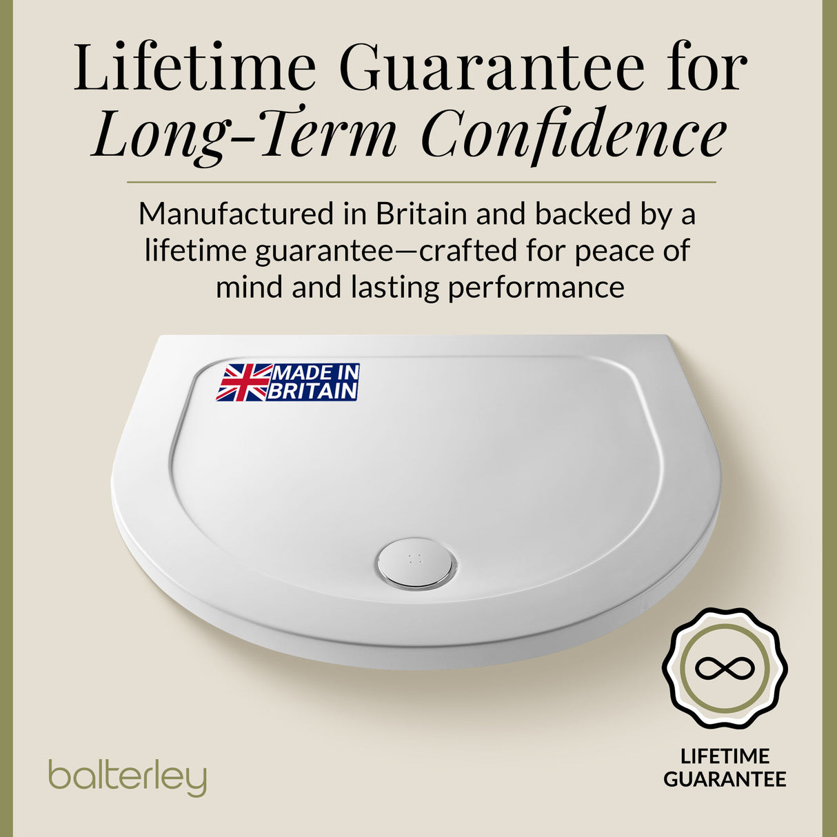 D Shape Shower Tray - 1050mm - Available in White and Slate Grey