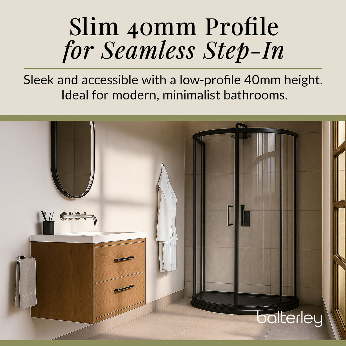 D Shape Shower Tray - 1050mm - Available in White and Slate Grey