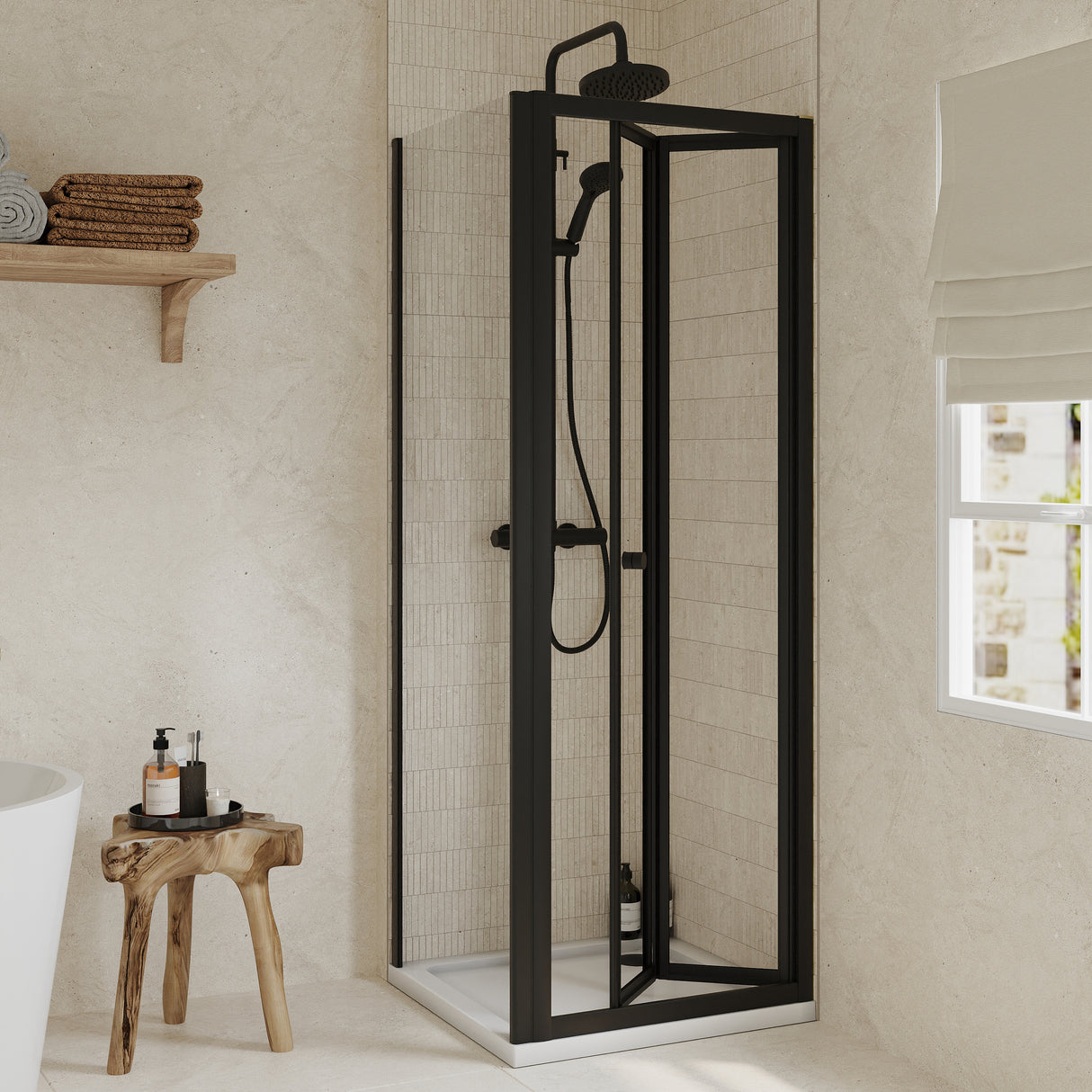 Bi-Fold Shower Door, Side Panel and Shower Tray - Choice of Size and Finish