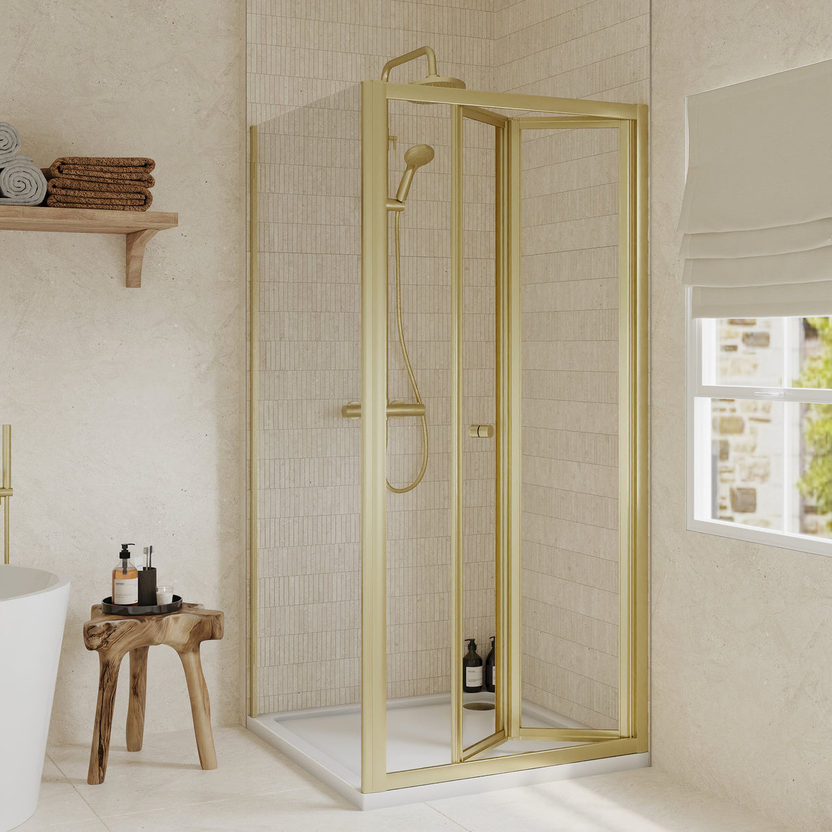 Bi-Fold Shower Door, Side Panel and Shower Tray - Choice of Size and Finish