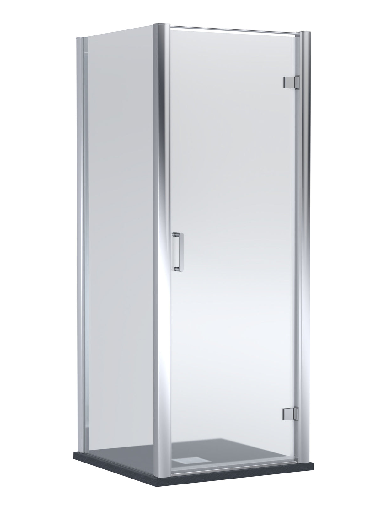 8mm Toughened Safety Glass Hinged Shower Door, Side Panel and Slimline Shower Tray - Choice of Size and Finish