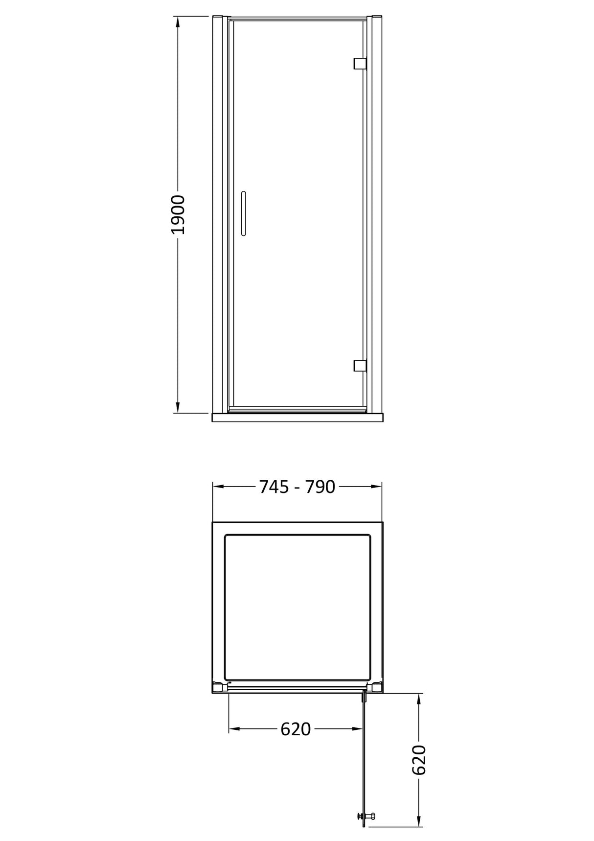 8mm Toughened Safety Glass Hinged Shower Door, Side Panel and Slimline Shower Tray - Choice of Size and Finish