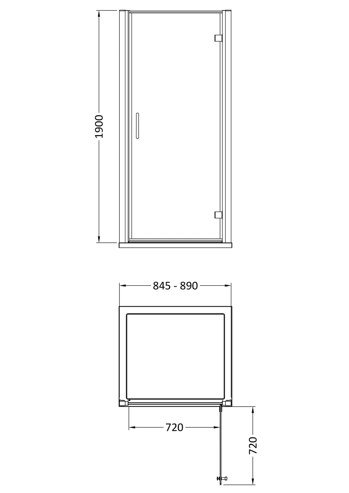 8mm Toughened Safety Glass Hinged Shower Door, Side Panel and Slimline Shower Tray - Choice of Size and Finish