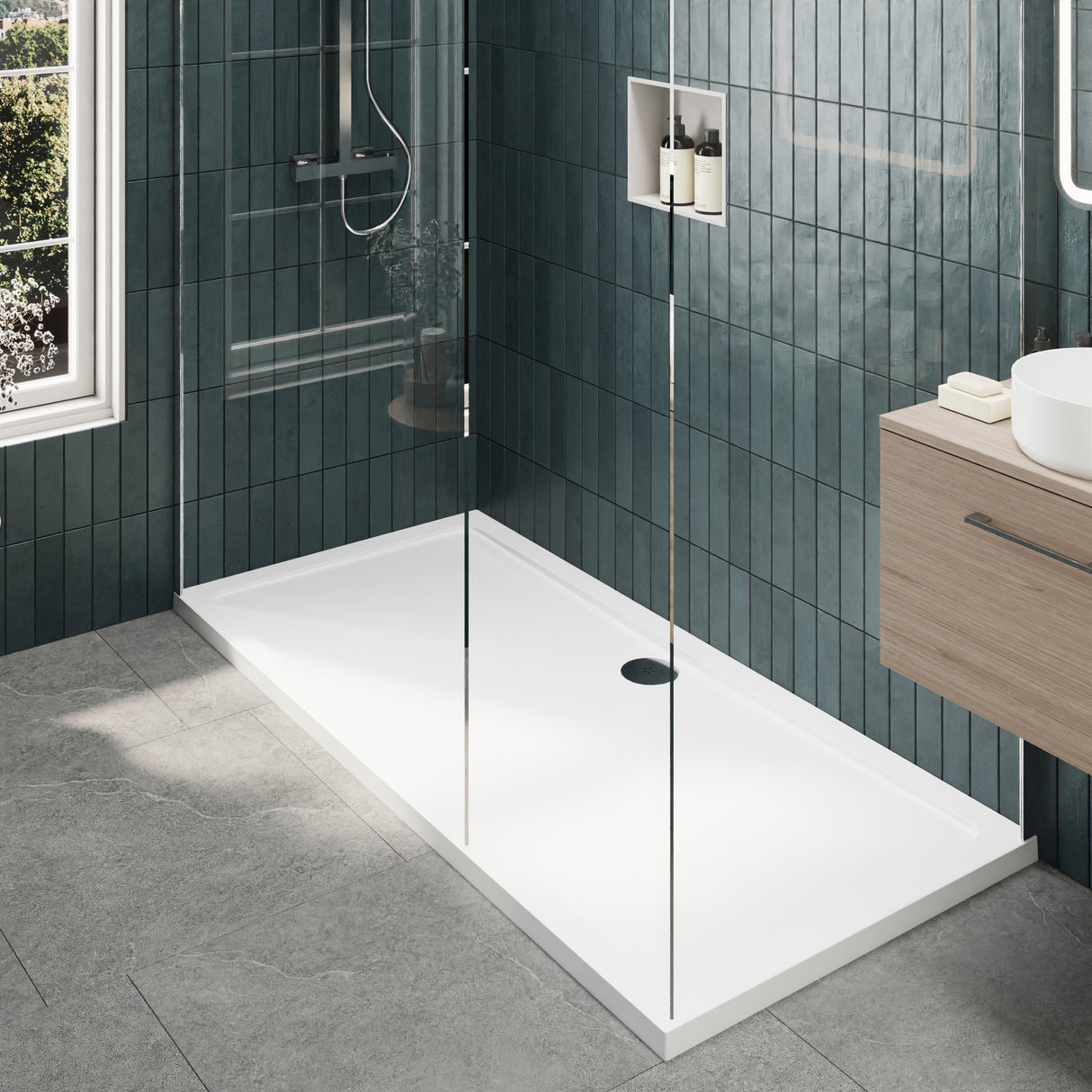 8mm Glass Walk In Wetroom Screens and Shower Tray - Choice of Size and Finish