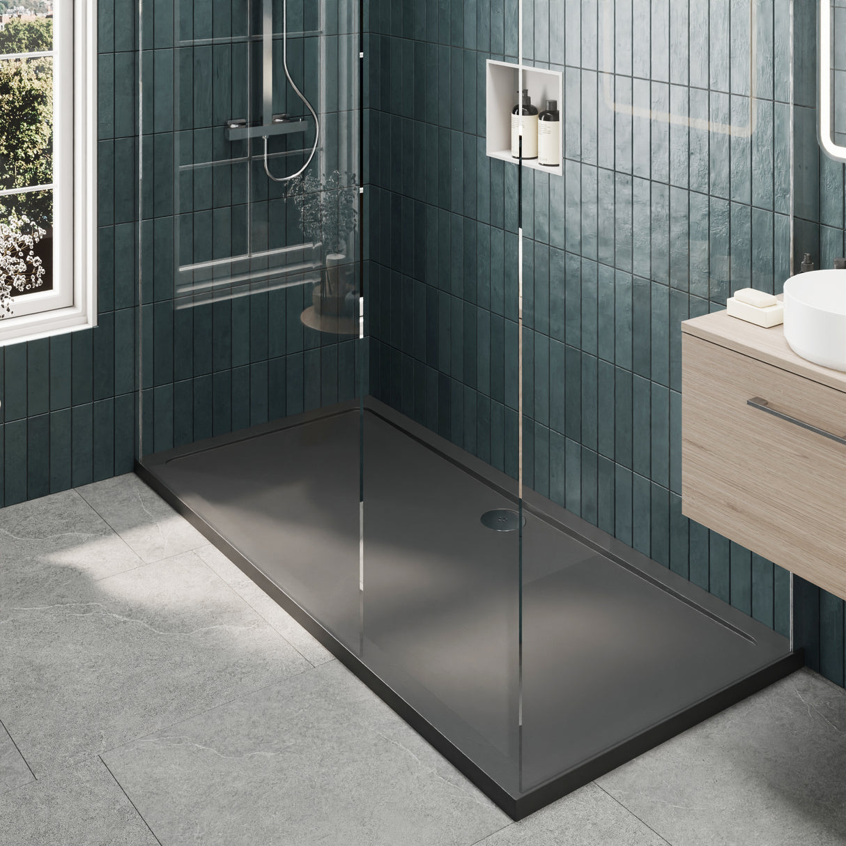 8mm Glass Walk In Wetroom Screens and Shower Tray - Choice of Size and Finish