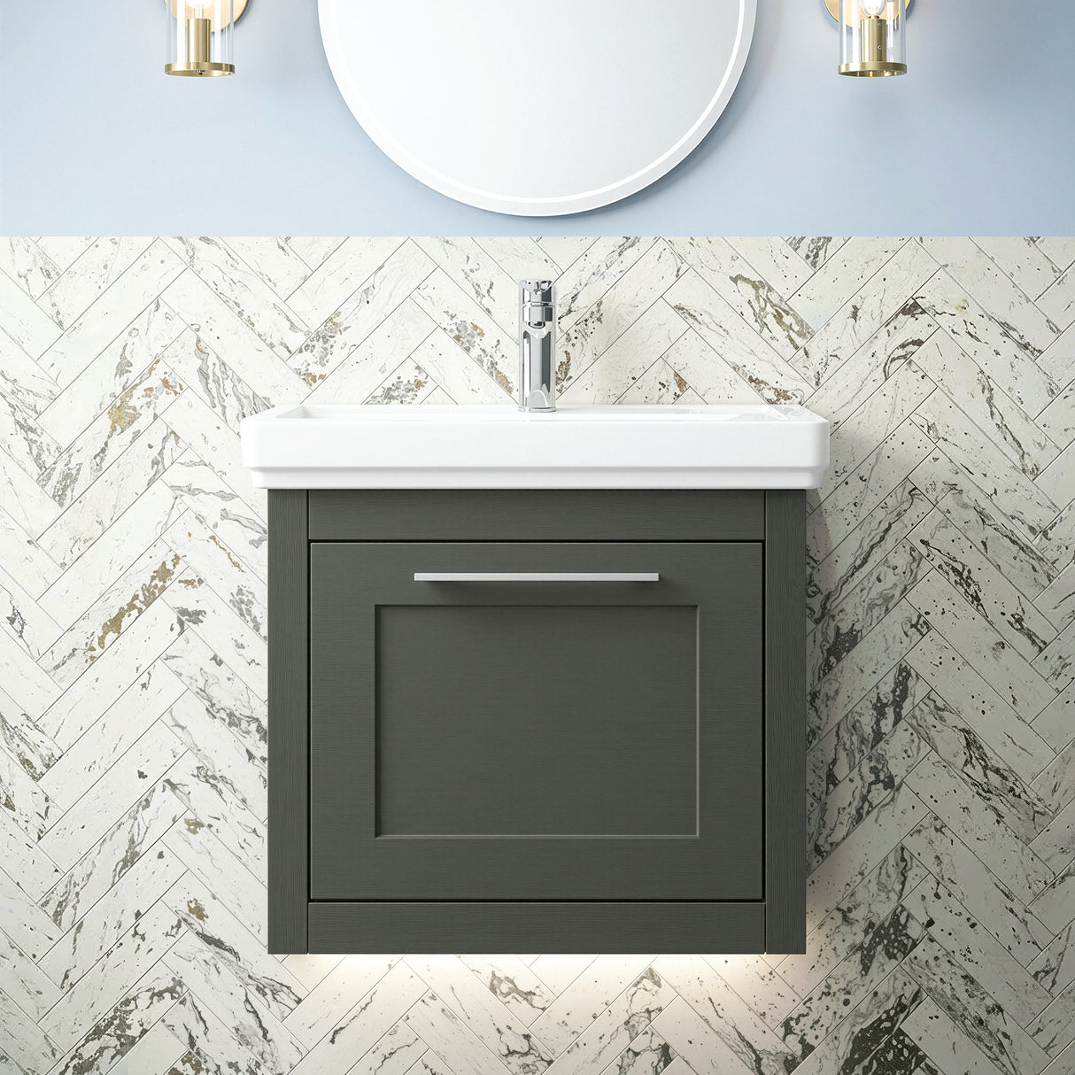 Blithbury Traditional Wall Hung Vanity Basin Unit with Fireclay Basin - Choice of Size, Colour and Basin Type