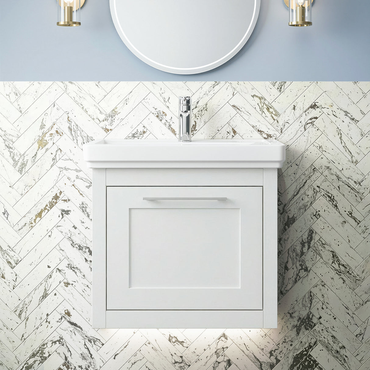 Blithbury Traditional Wall Hung Vanity Basin Unit with Fireclay Basin - Choice of Size, Colour and Basin Type