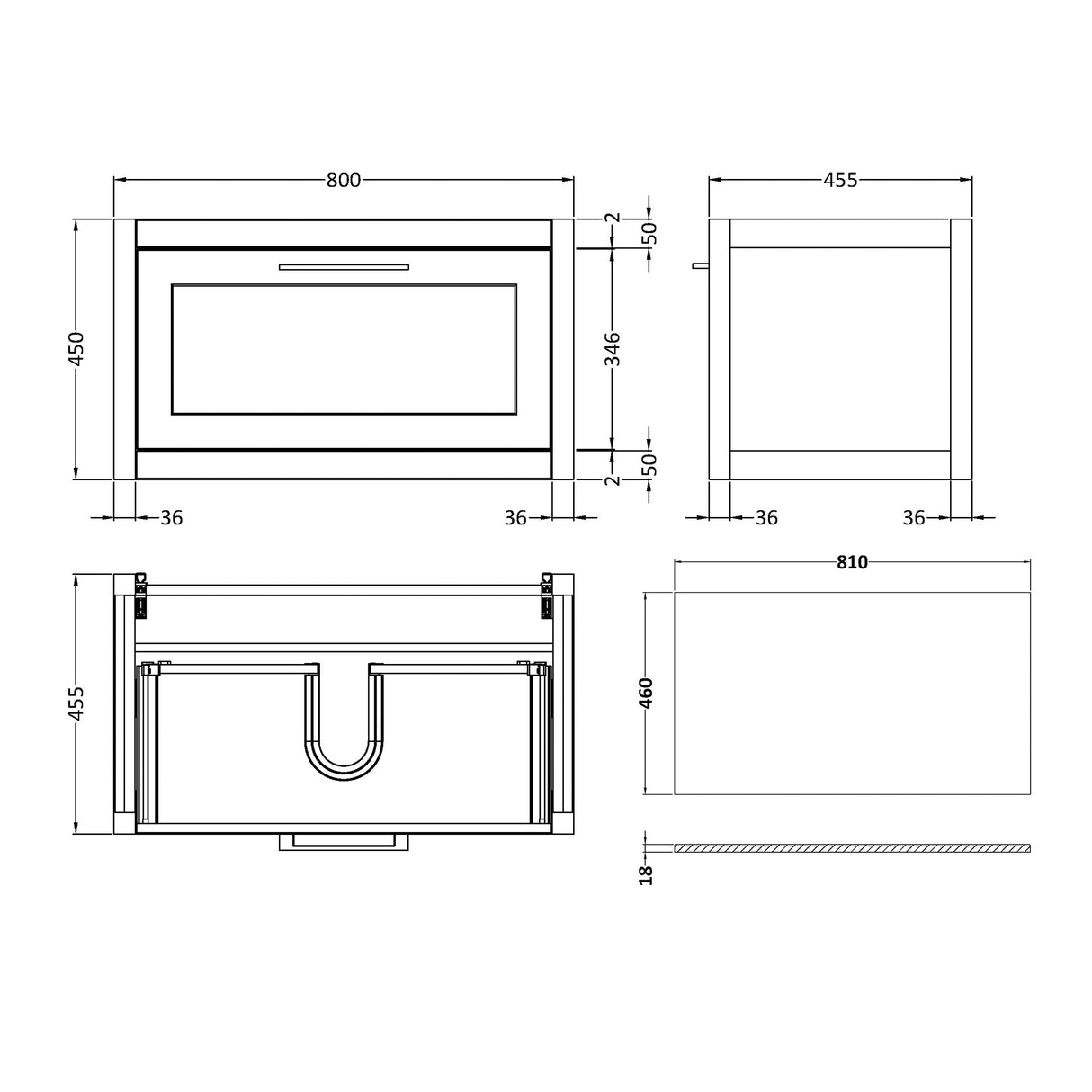 Traditional Bathroom Wall Hung Vanity Unit and Worktop - Choice of Size and Colour