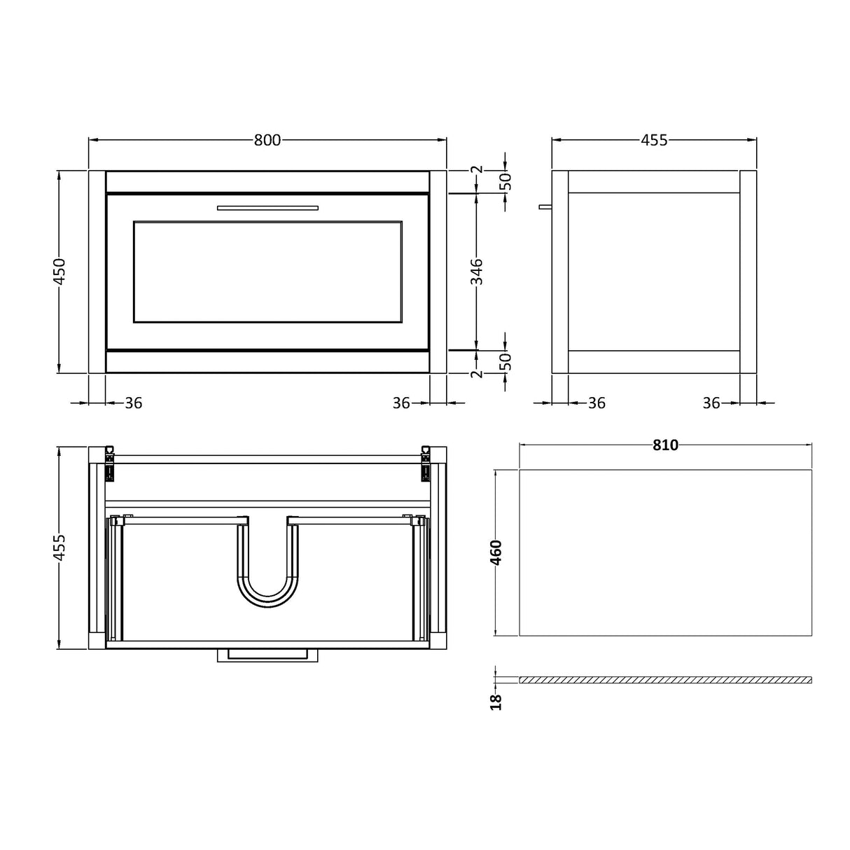 Traditional Bathroom Wall Hung Vanity Unit and Worktop - Choice of Size and Colour
