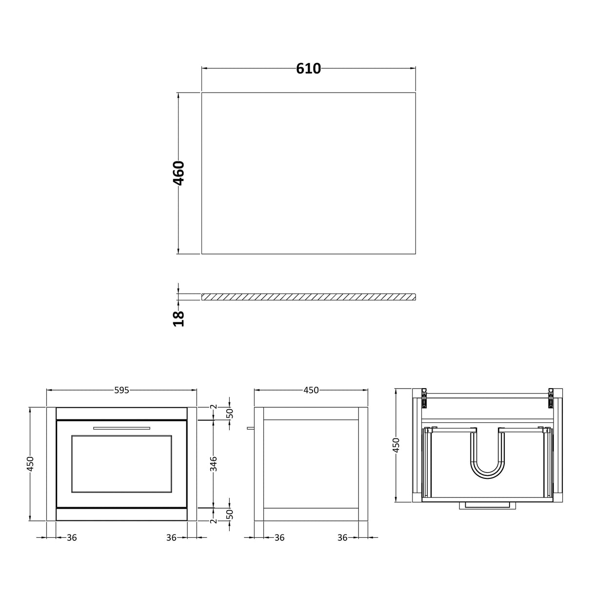 Traditional Bathroom Wall Hung Vanity Unit and Worktop - Choice of Size and Colour