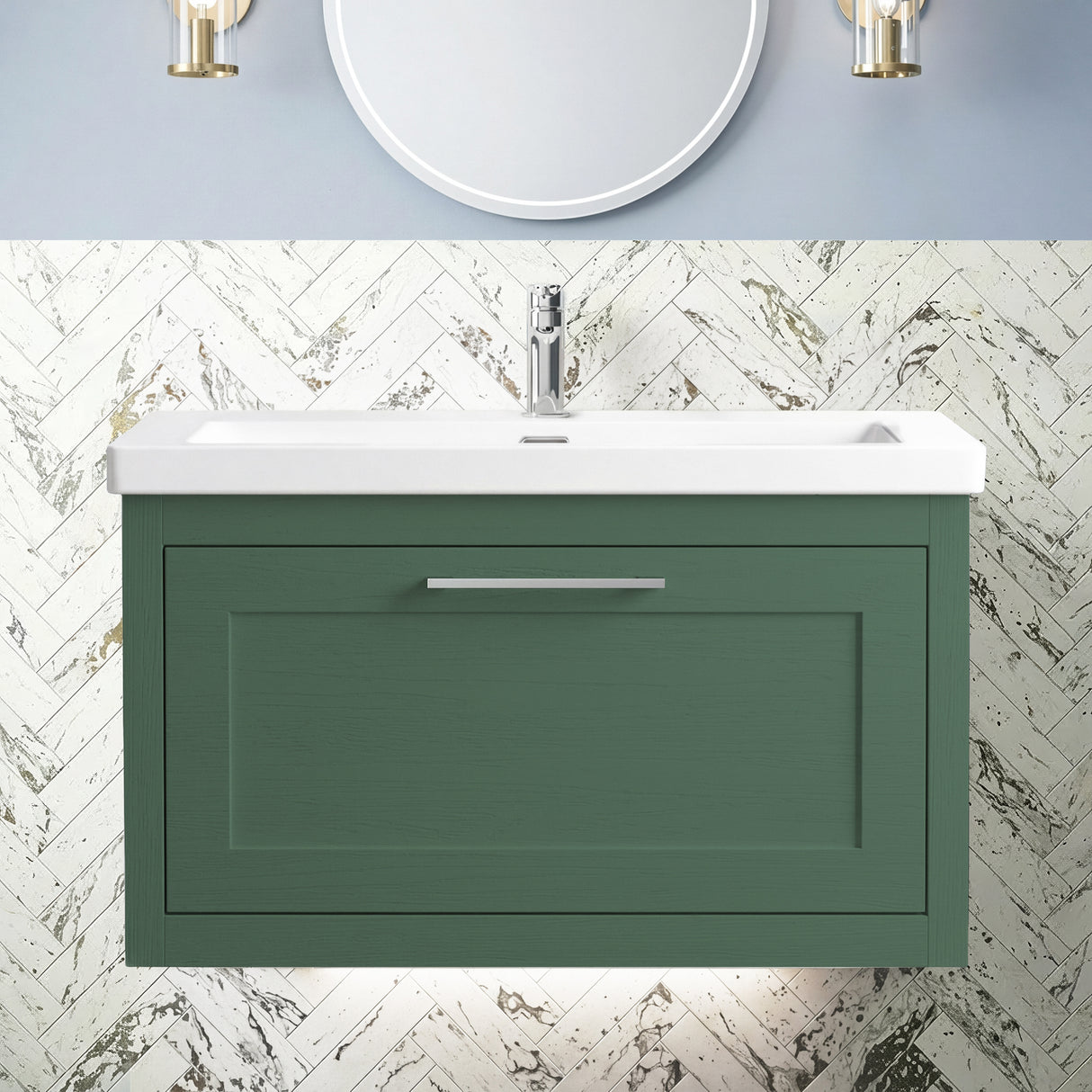 Blithbury Traditional Wall Hung Vanity Basin Unit with Fireclay Basin - Choice of Size, Colour and Basin Type