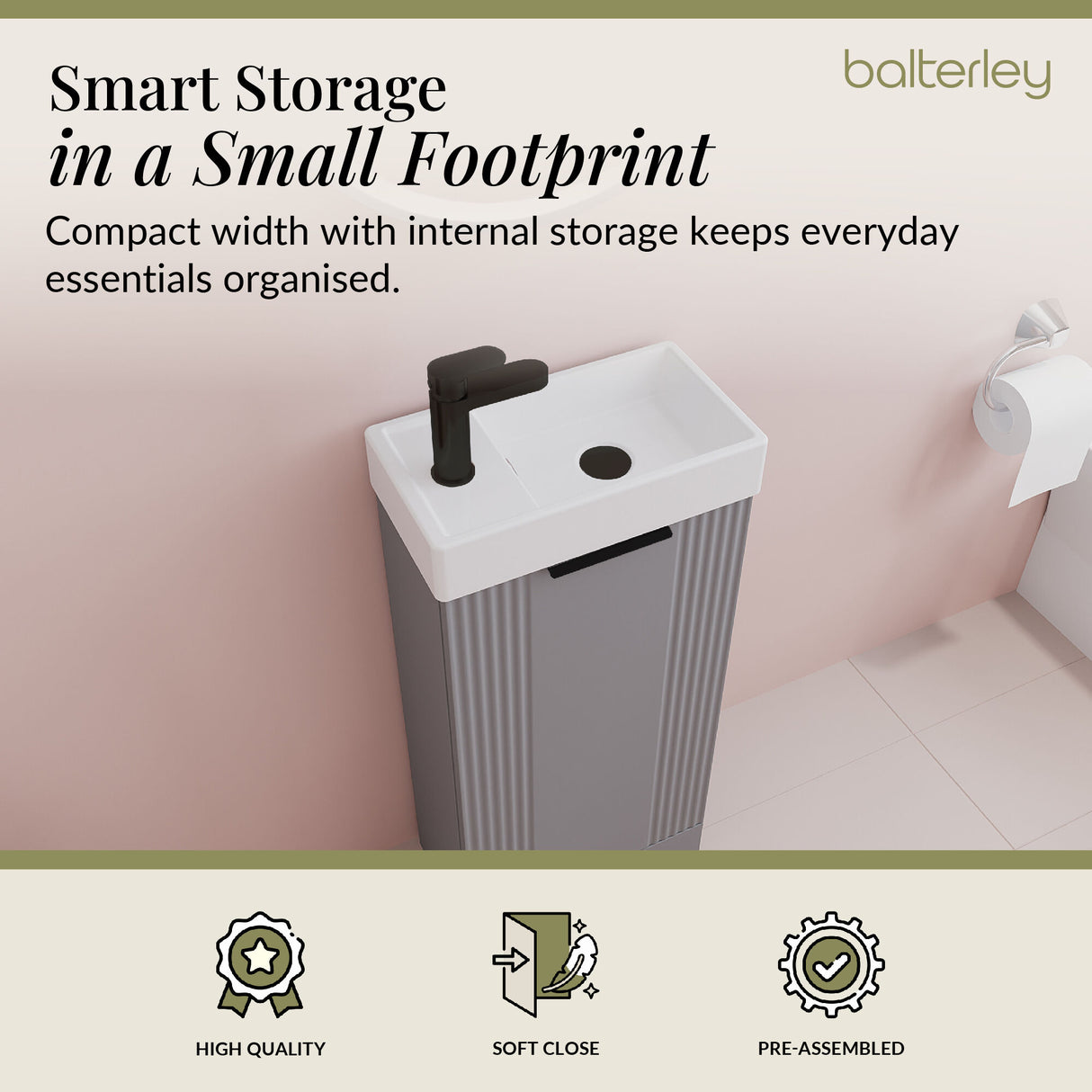 Retro Floor Standing Bathroom Cloakroom Vanity Basin Unit - Multiple Colours