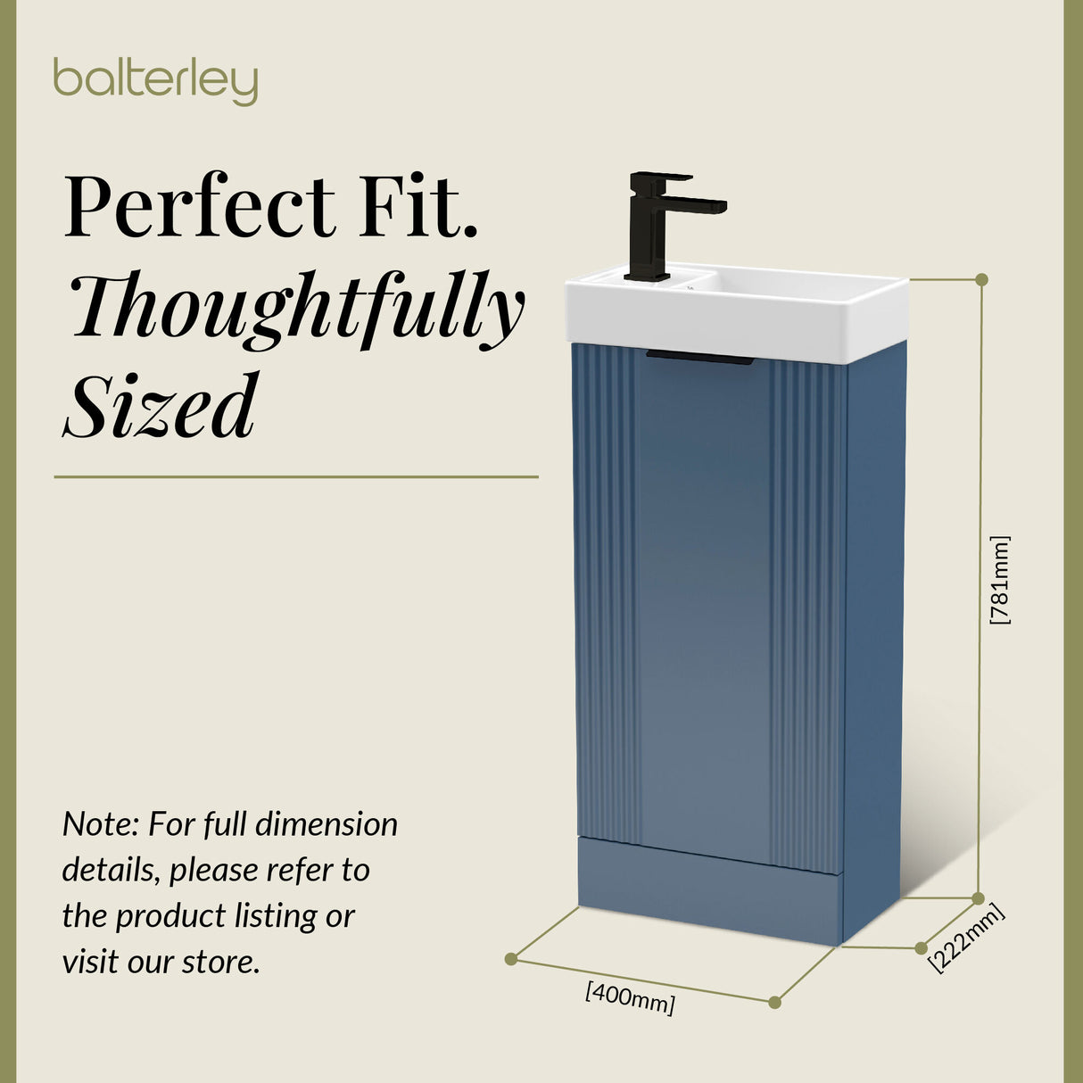 Retro Floor Standing Bathroom Cloakroom Vanity Basin Unit - Multiple Colours