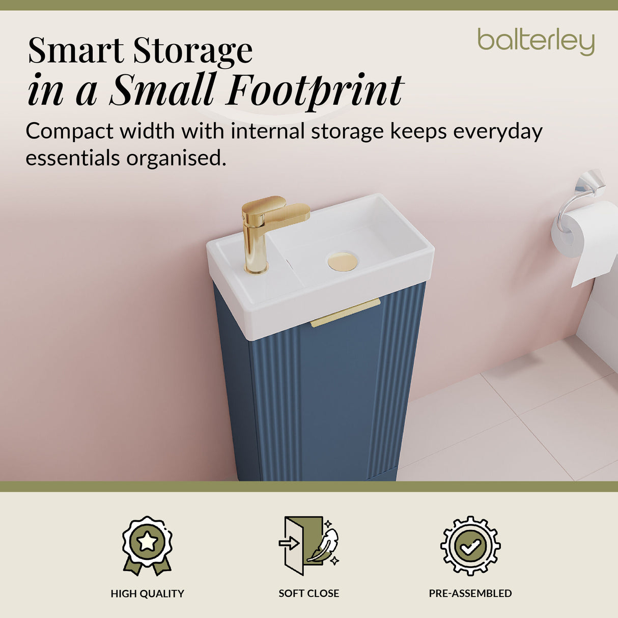 Retro Floor Standing Bathroom Cloakroom Vanity Basin Unit - Multiple Colours