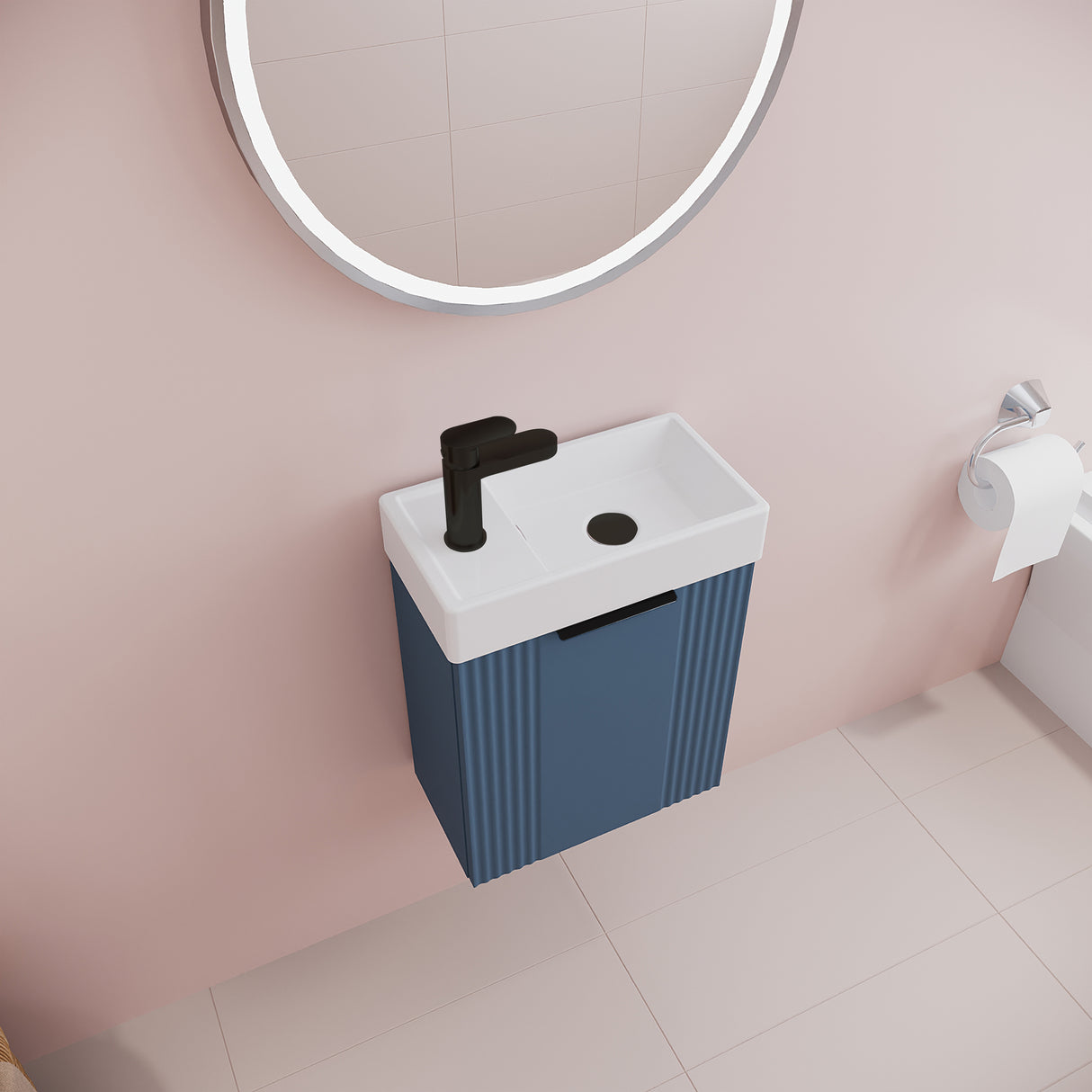 Retro Wall Hung Bathroom Cloakroom Vanity Basin Unit - Multiple Colours